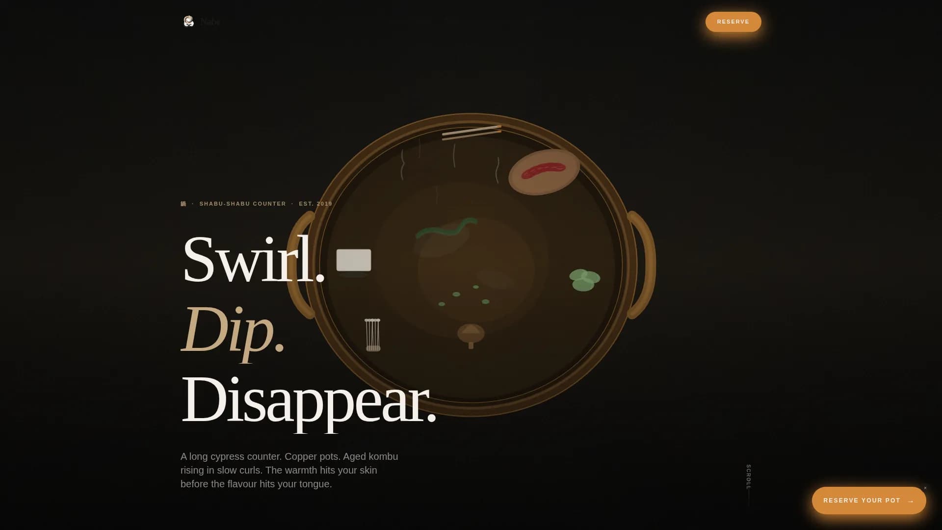 Simmer — Experiential Japanese Dining Landing Page Template