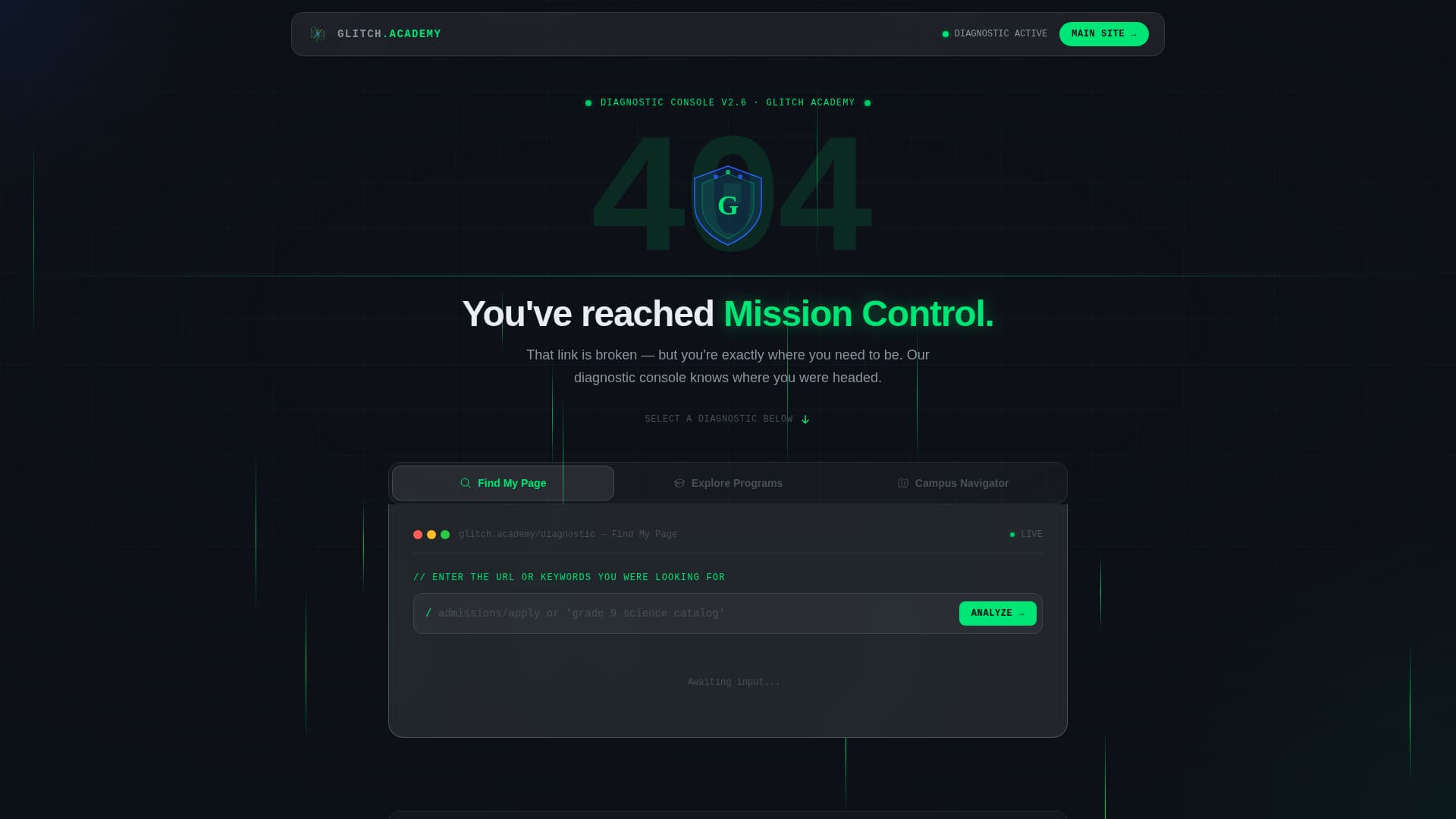 Glitch — Innovative Tech Academy Landing Page Template