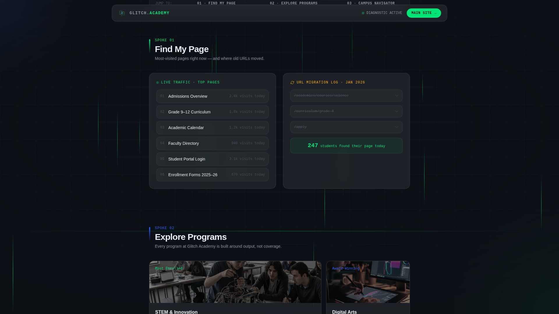 Glitch — Innovative Tech Academy Landing Page Template