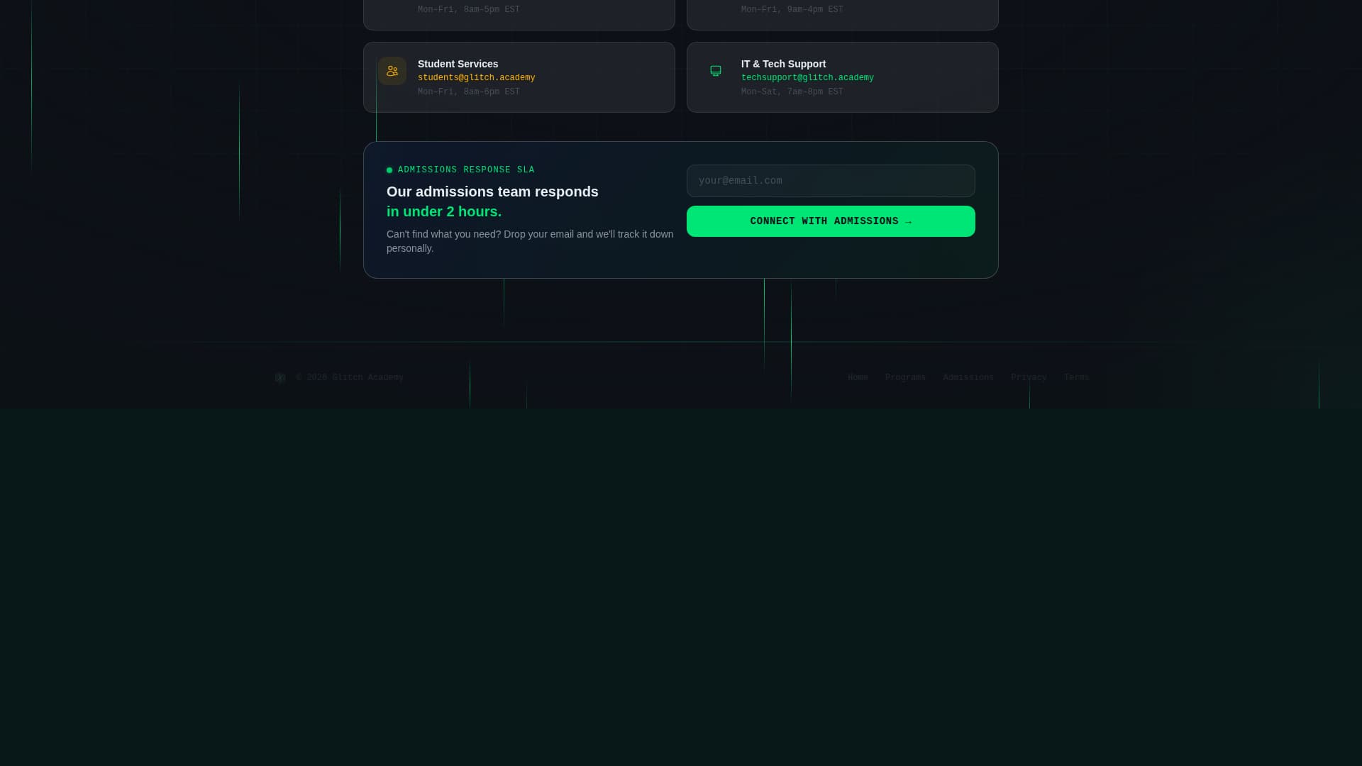 Glitch — Innovative Tech Academy Landing Page Template
