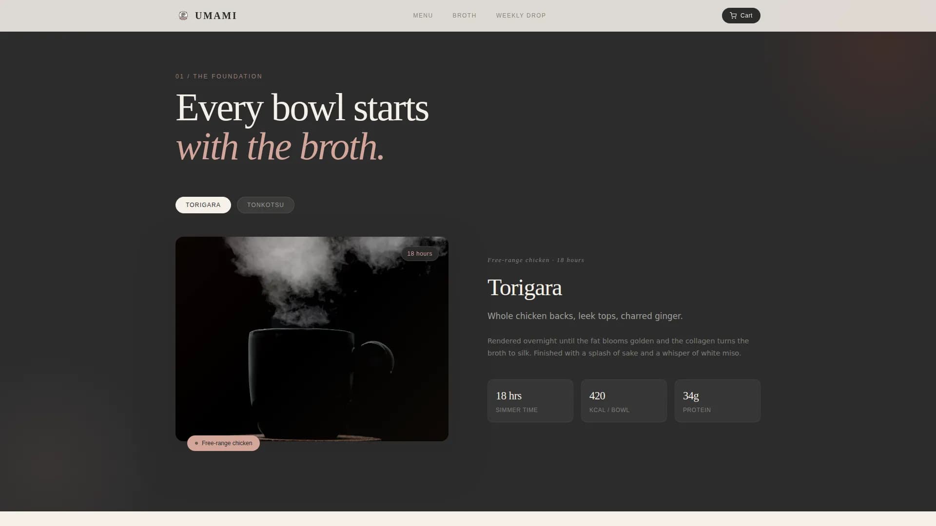 Umami — Retro Japanese Kitchen Landing Page Template