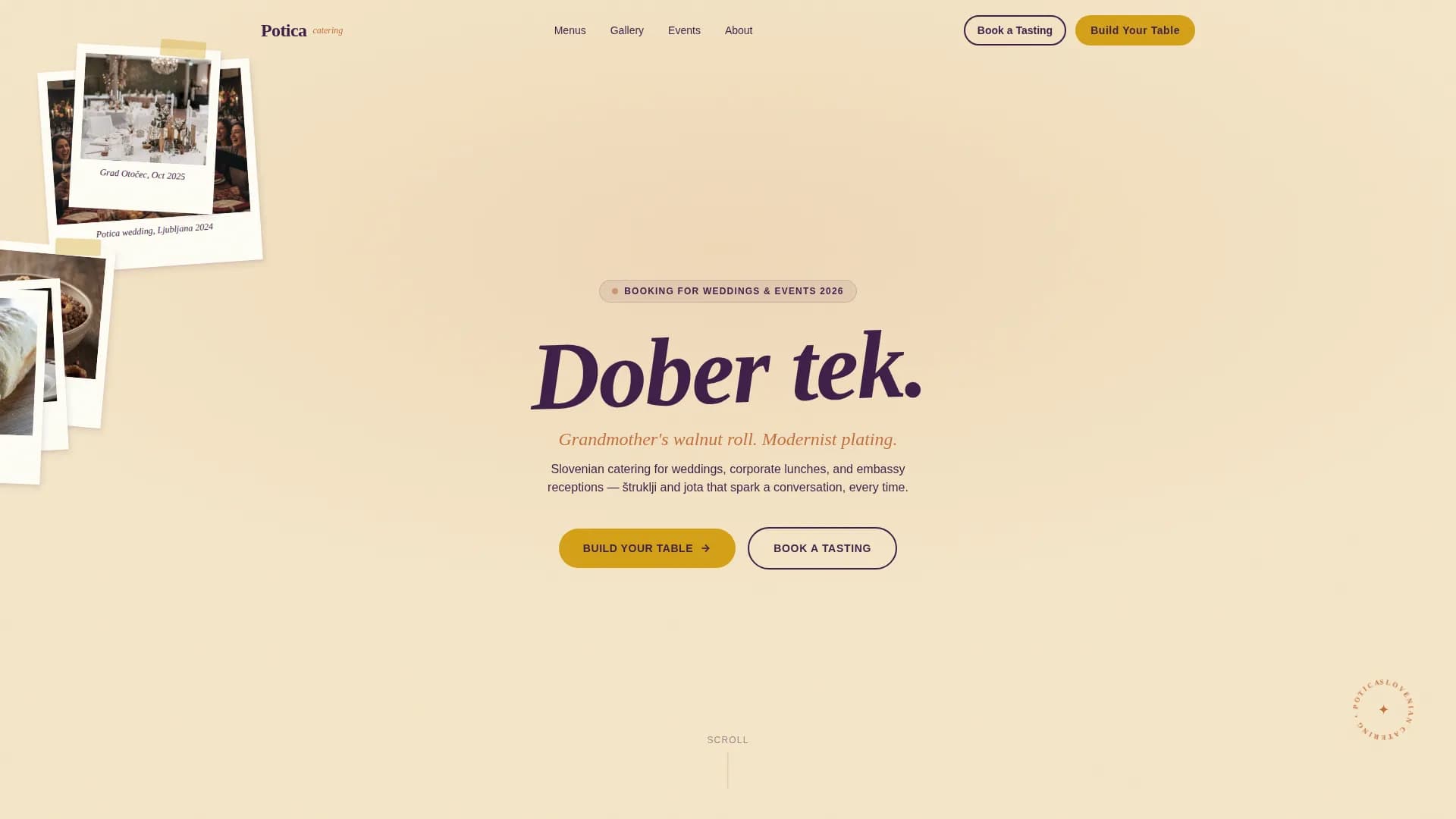 Potica — Masterful Slovenian Catering Landing Page Template