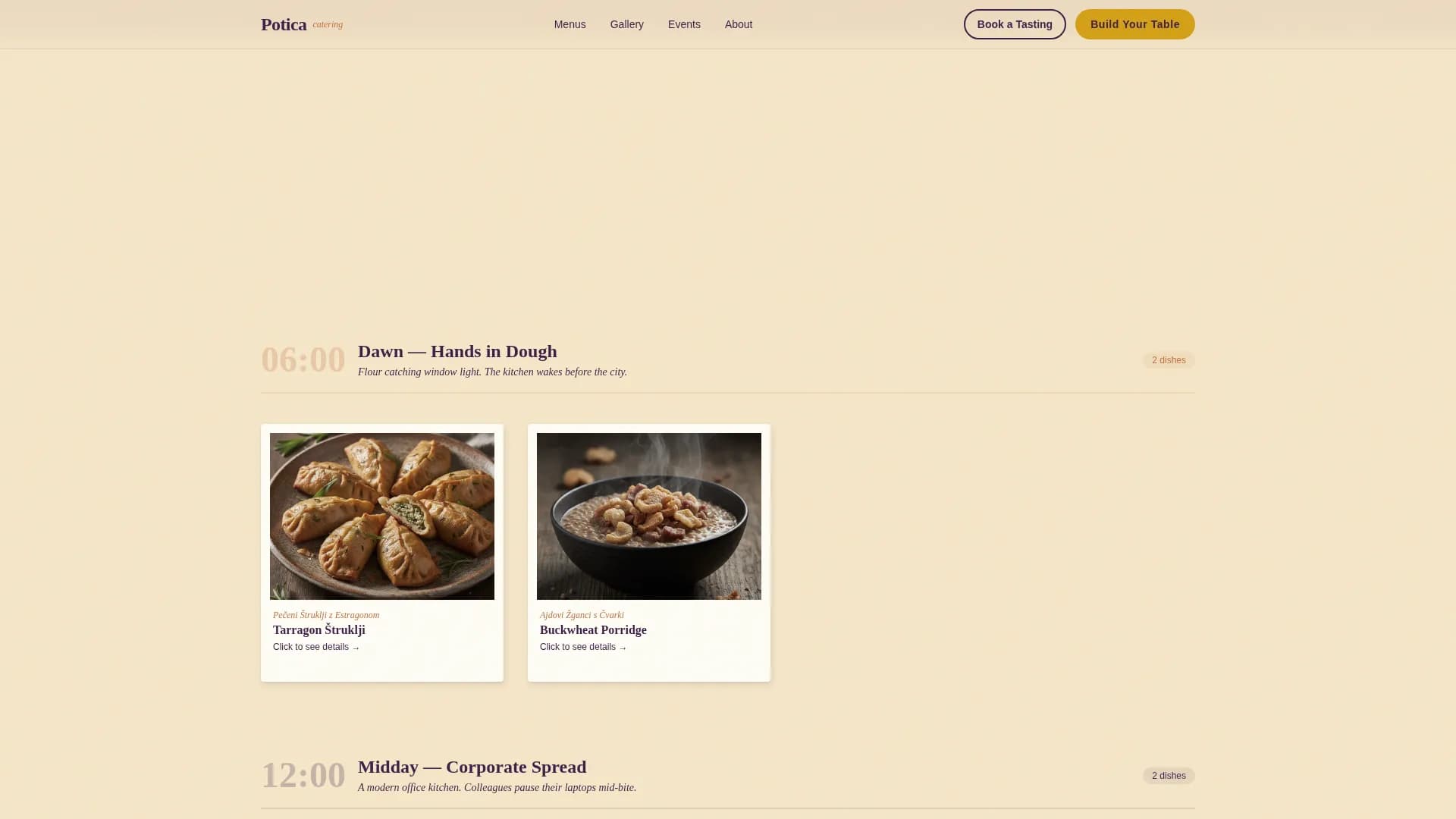 Potica — Masterful Slovenian Catering Landing Page Template