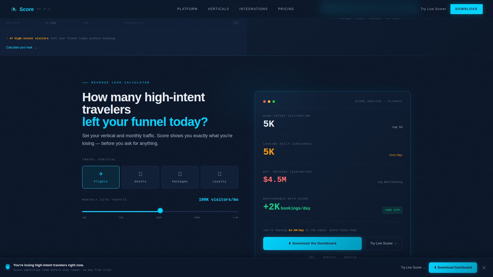 Score - Powerful Travel AI Landing Page Template