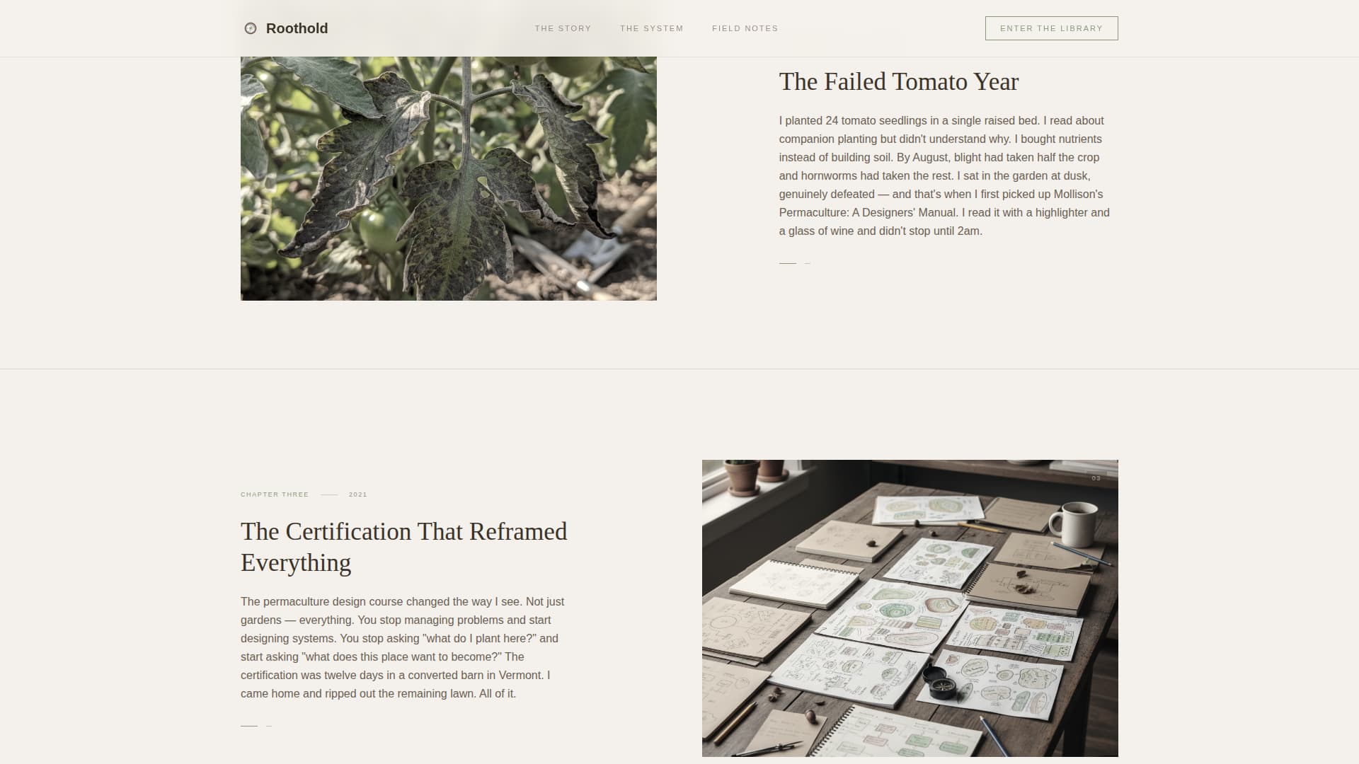 Roothold - Soulful Permaculture Landing Page Template
