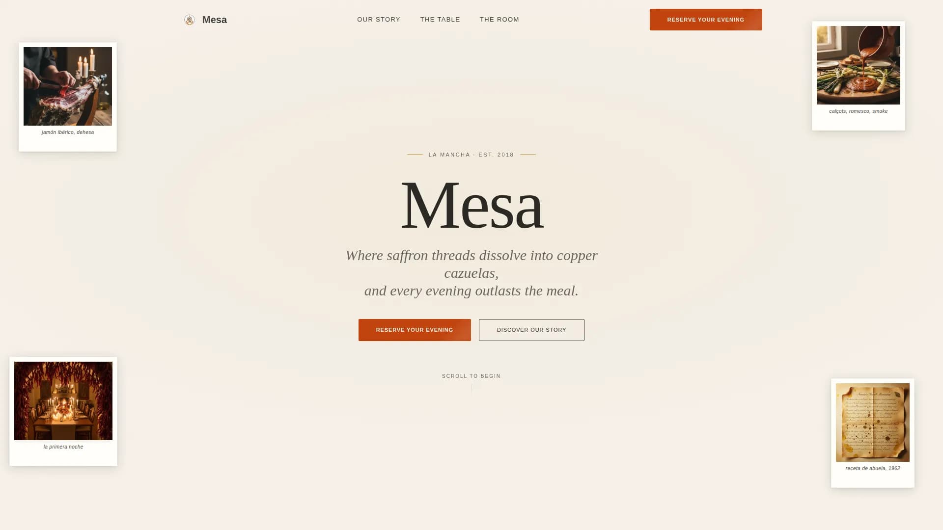 Mesa — Premium Fine Dining Landing Page Template