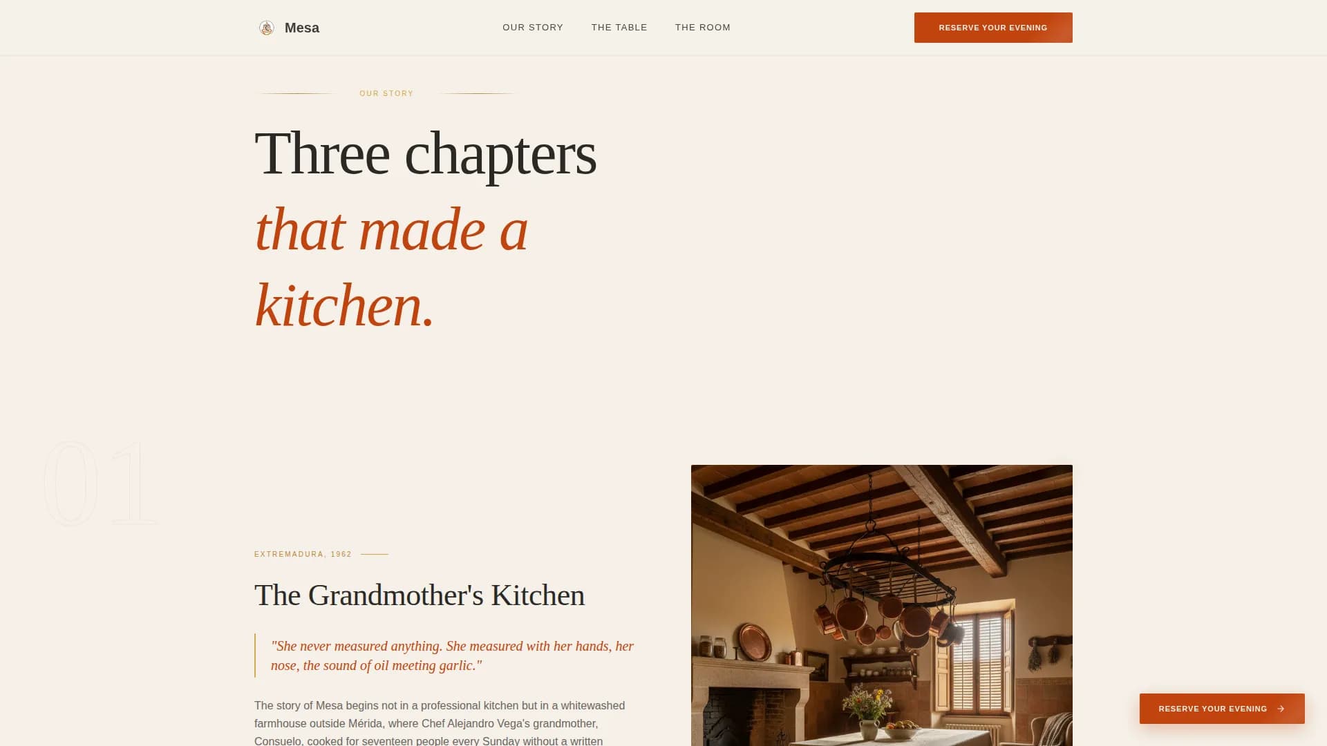Mesa — Premium Fine Dining Landing Page Template