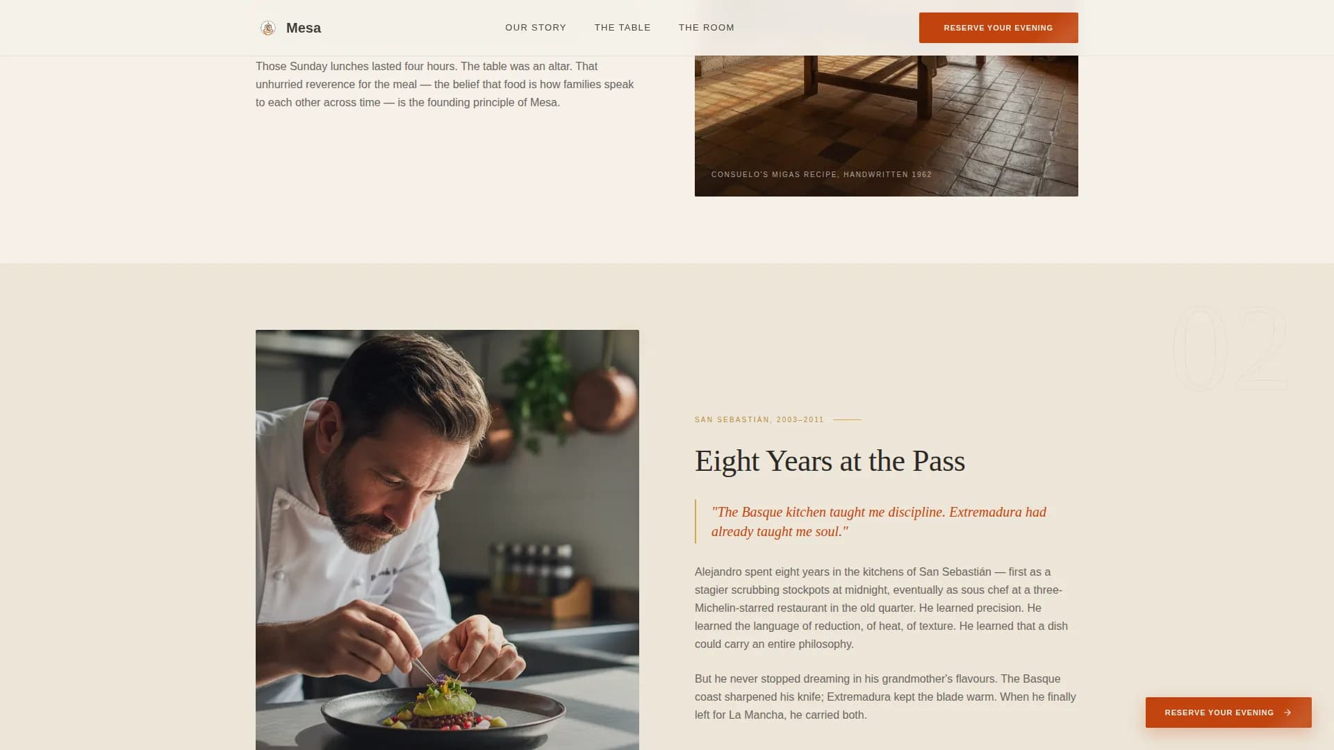 Mesa — Premium Fine Dining Landing Page Template