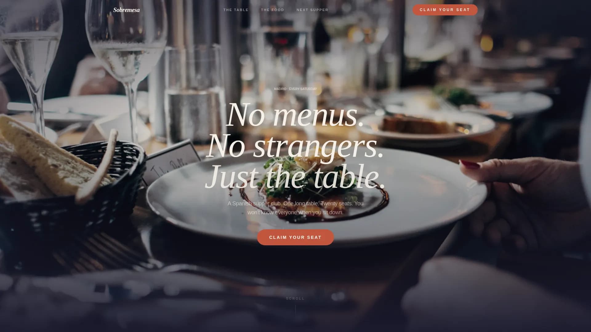 Sobremesa — Retro Supper Club Landing Page Template