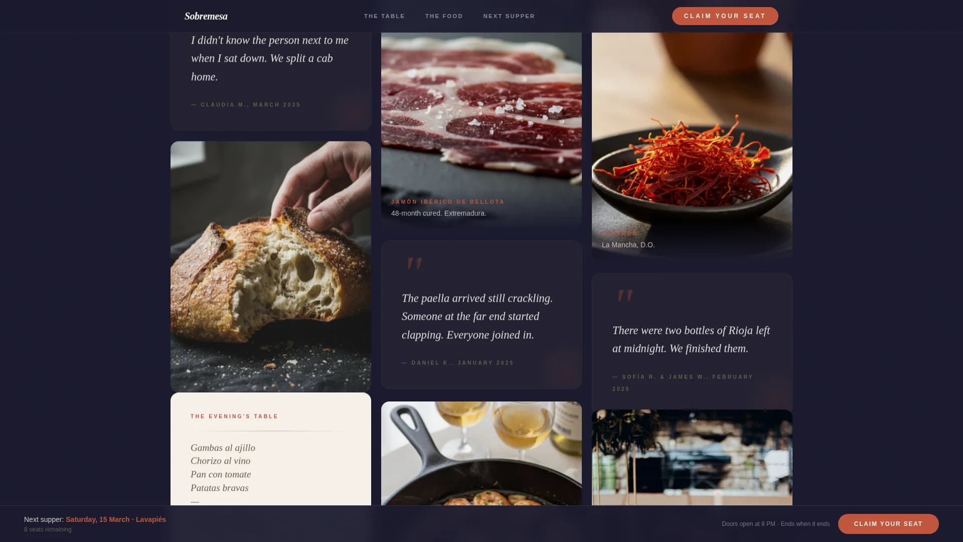 Sobremesa — Retro Supper Club Landing Page Template