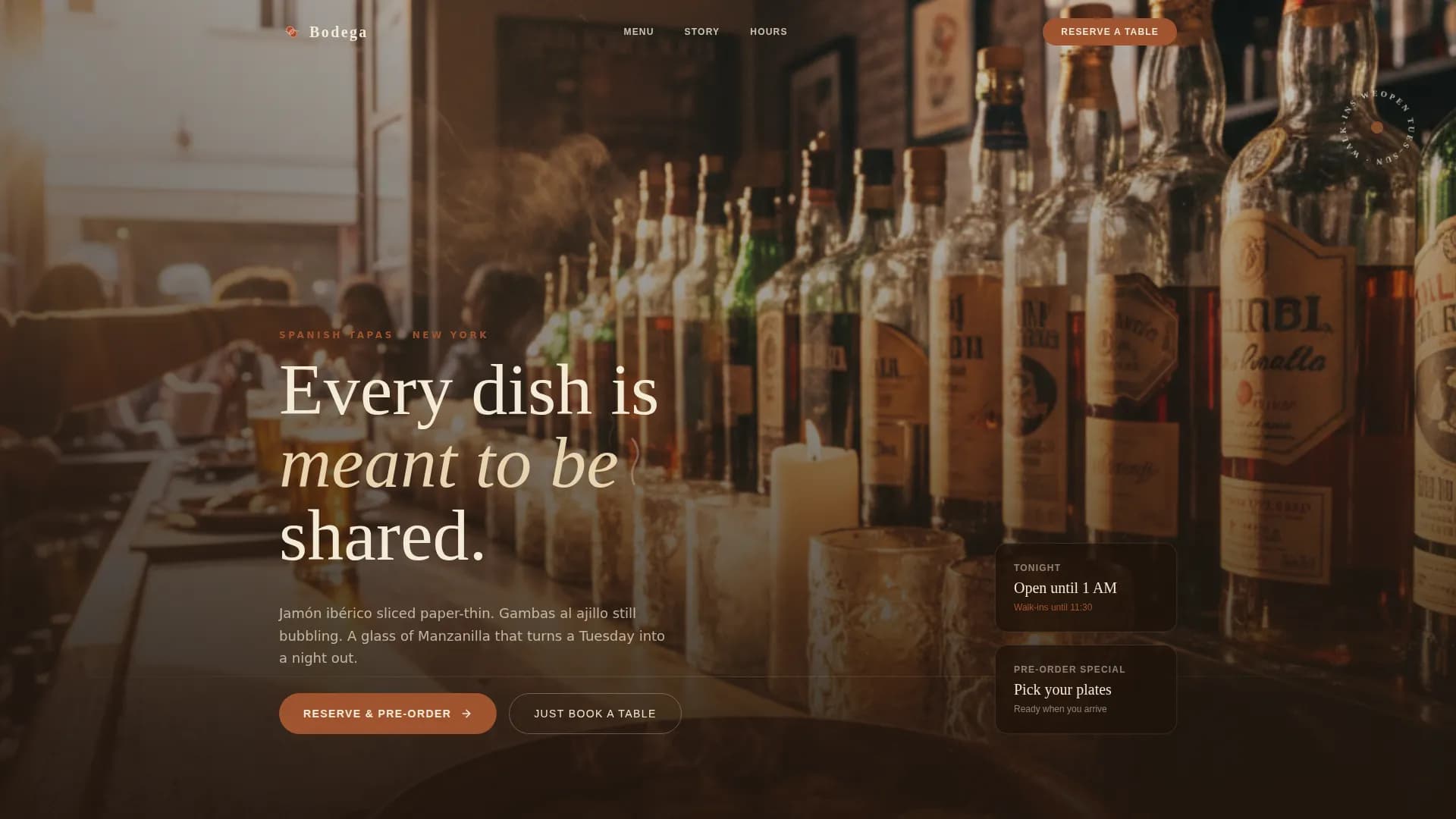Bodega — Vibrant Tapas Bar Landing Page Template