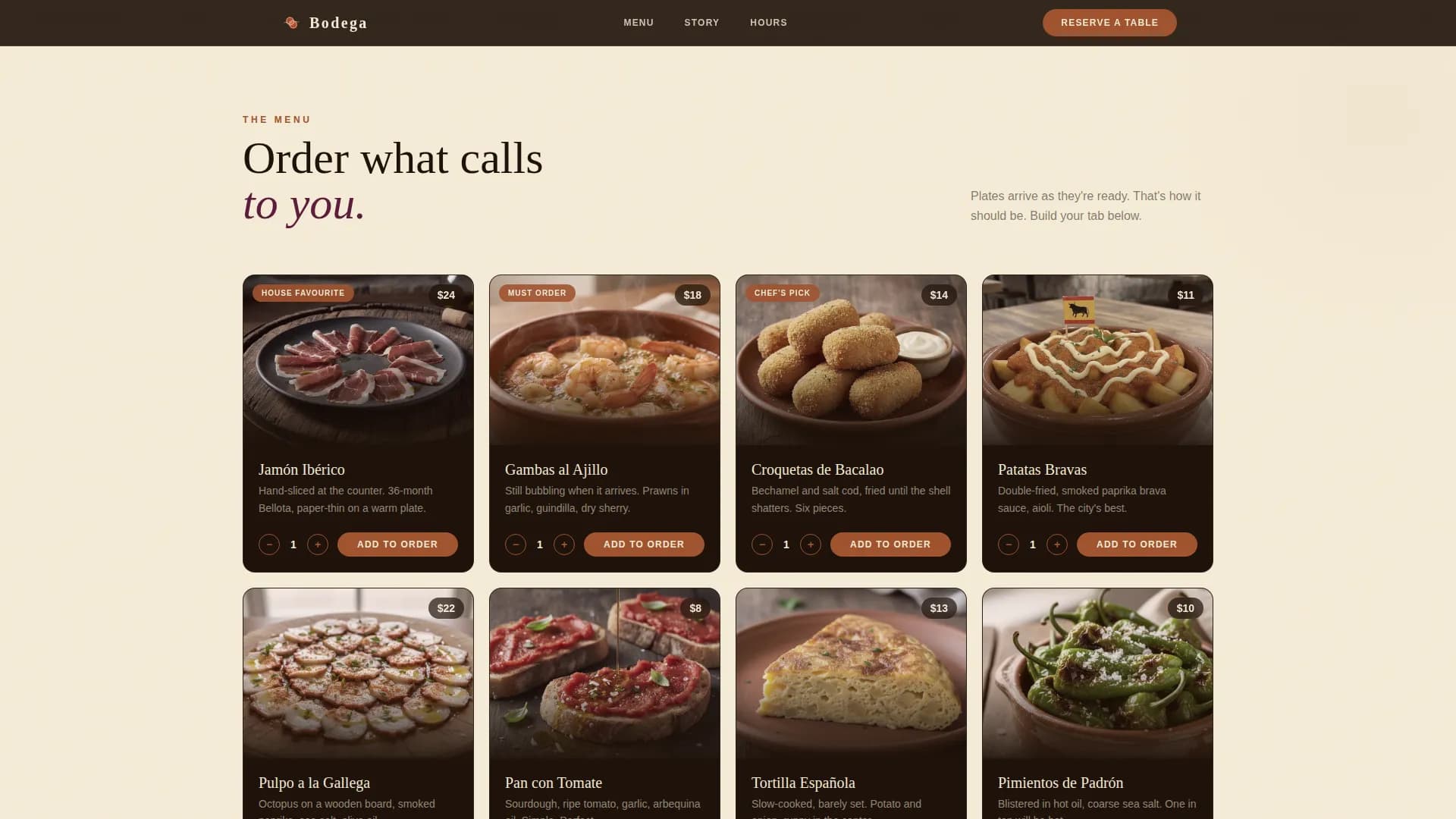 Bodega — Vibrant Tapas Bar Landing Page Template