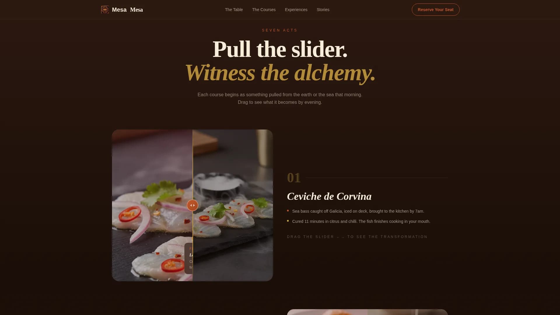 Mesa — Curated Tasting Menu Landing Page Template