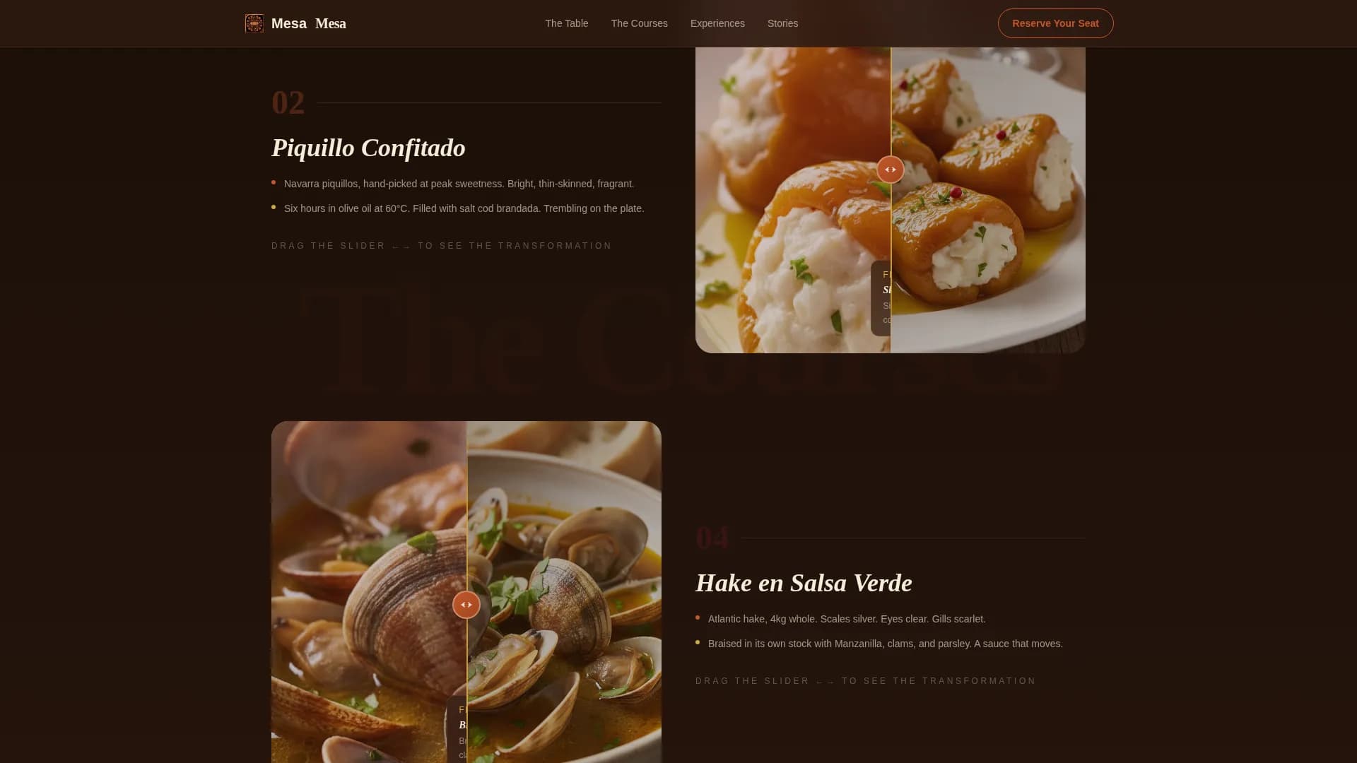Mesa — Curated Tasting Menu Landing Page Template