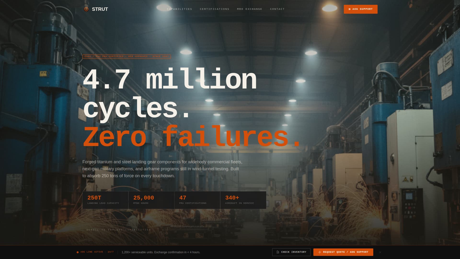 Strut - Precision Aerospace Landing Page Template