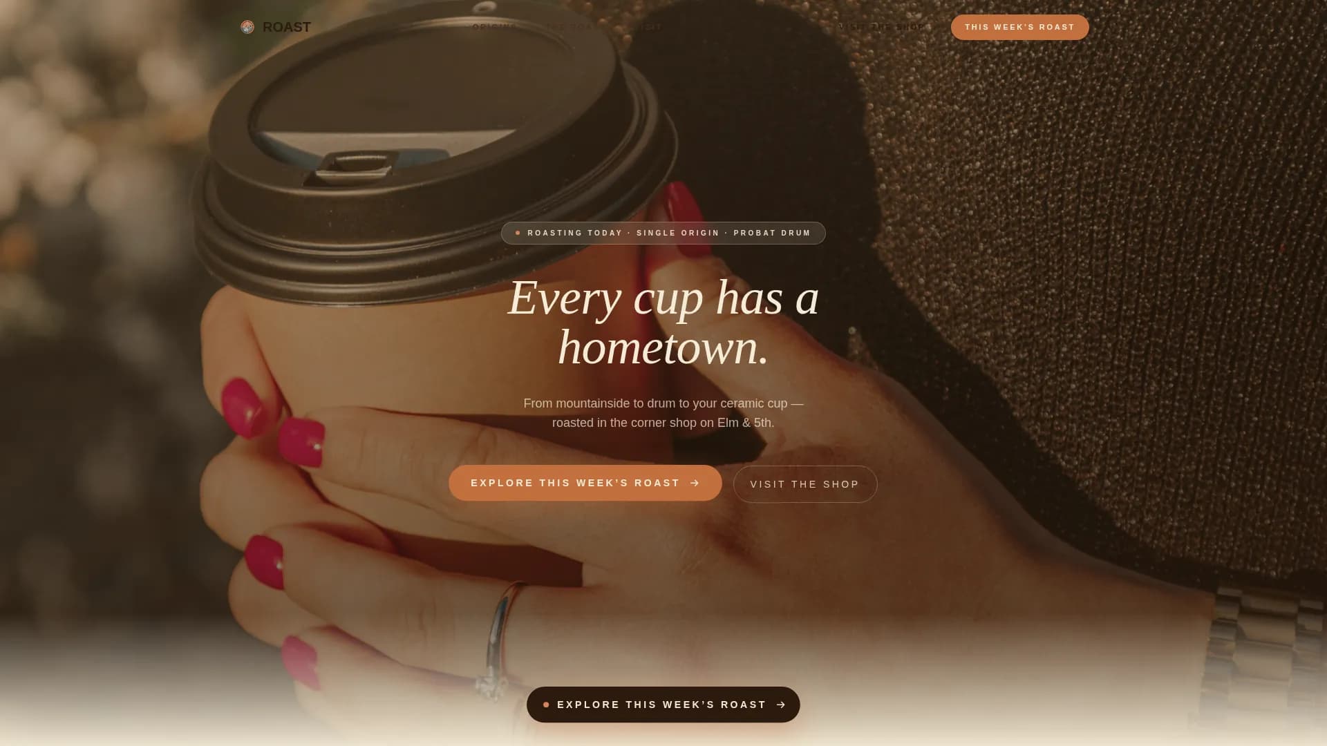 Specialty Coffee Roaster Origin Story & Direct Sales Website Template
