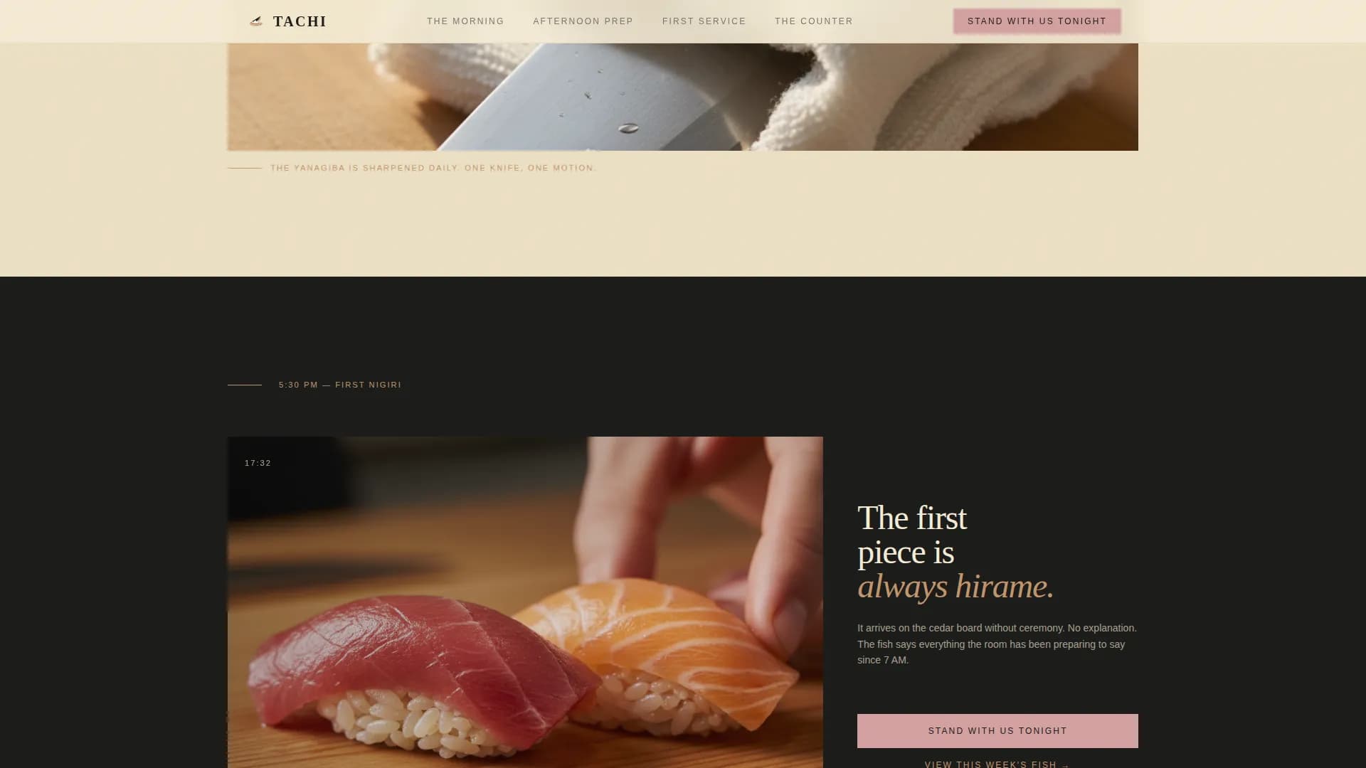 Tachi — Premier Sushi Bar Landing Page Template