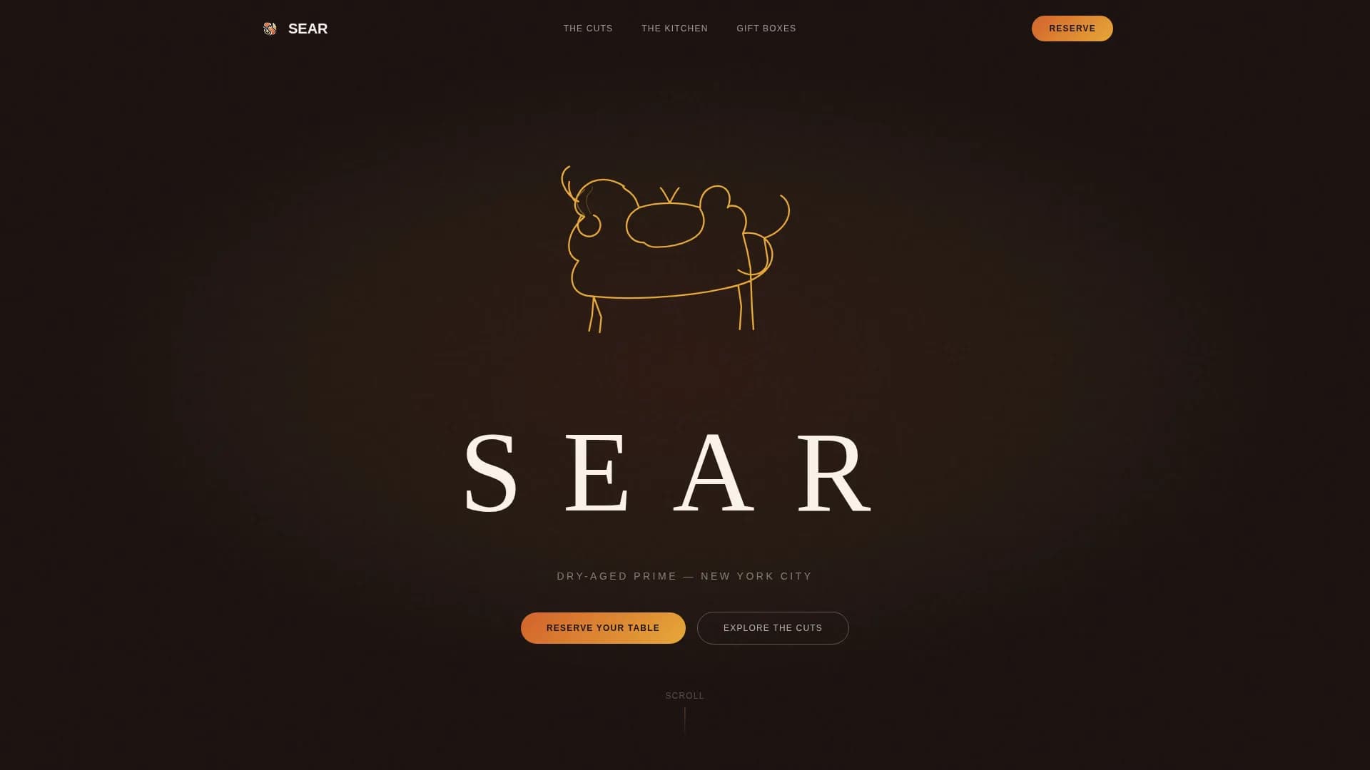 Sear — Luxury Steakhouse Landing Page Template