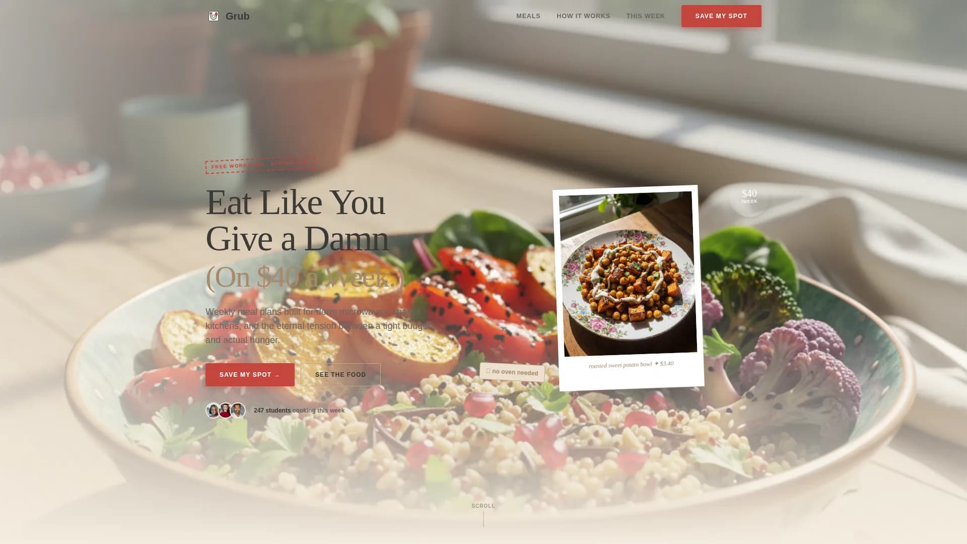Grub — Budget Meal Plan Landing Page Template