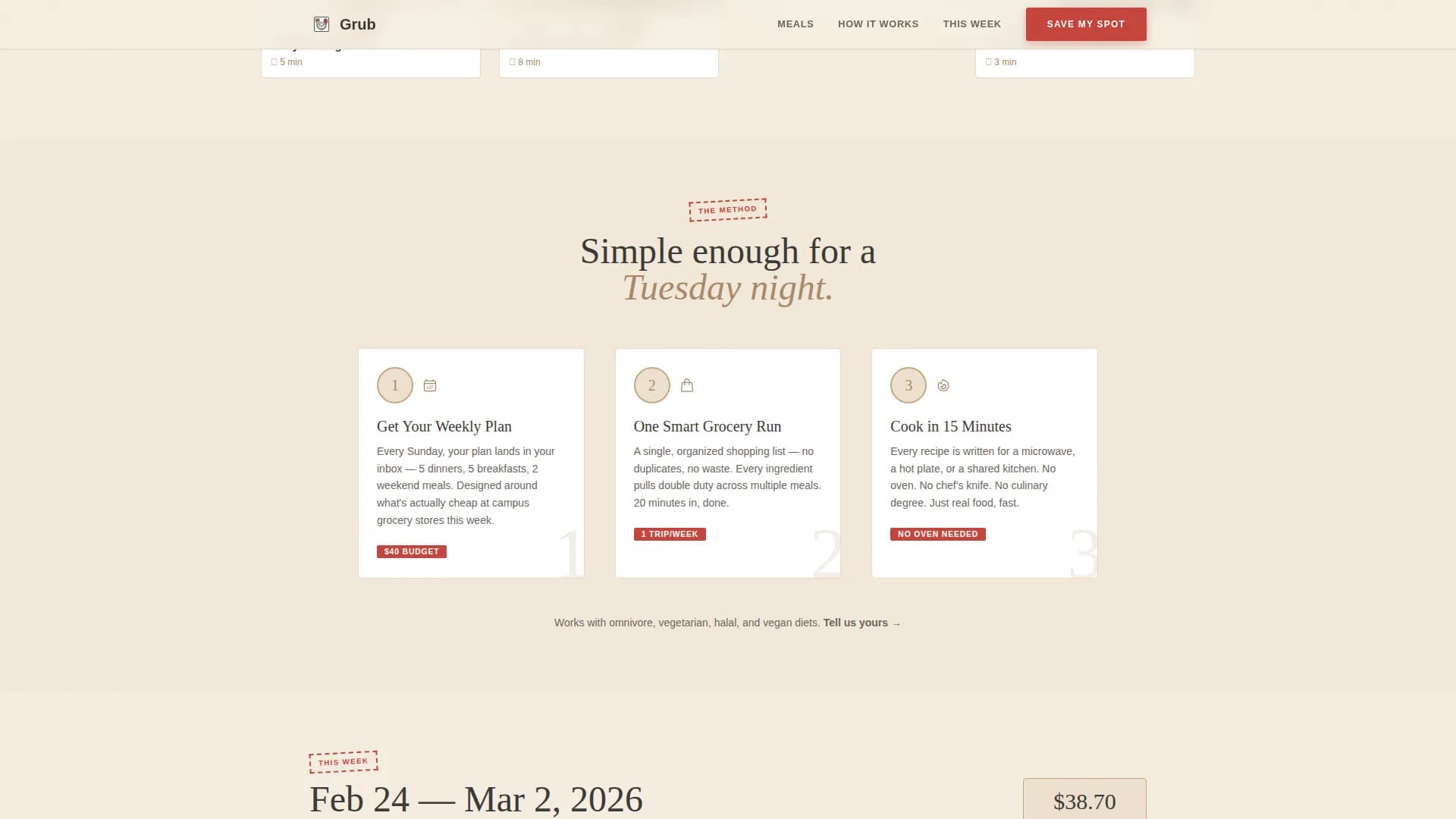 Grub — Budget Meal Plan Landing Page Template