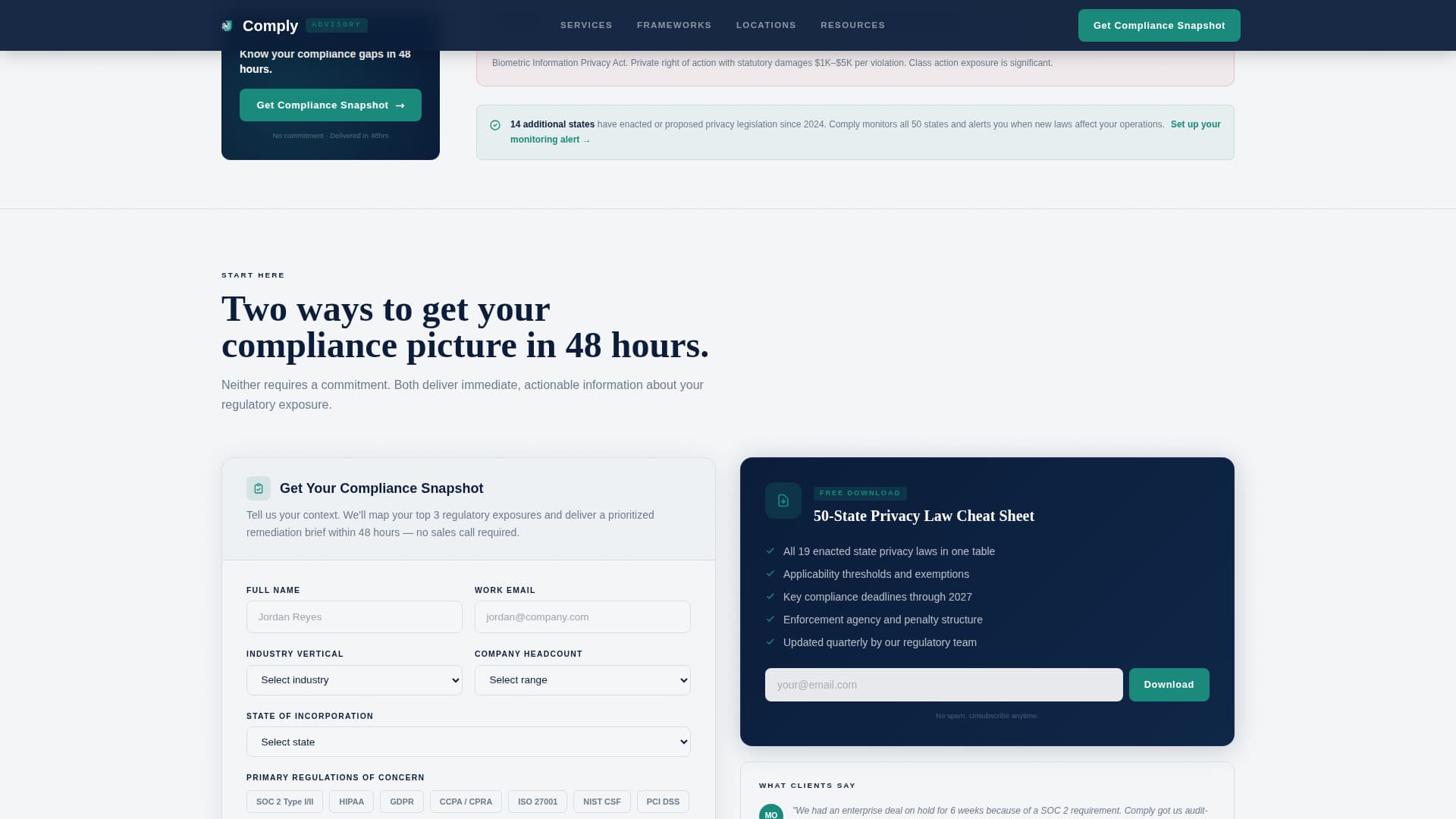 Comply — Trusted Audit Services Landing Page Template