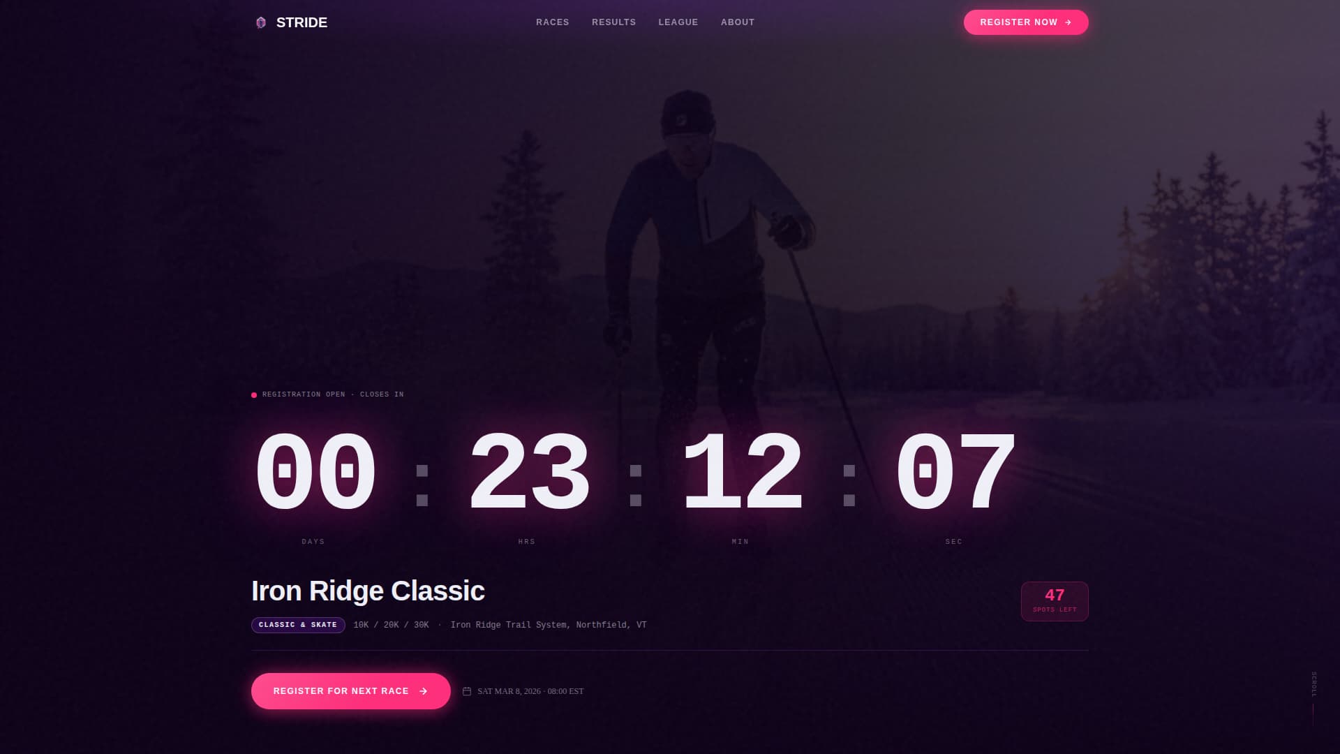 Cross-Country Skiing Pre-Launch Website Template