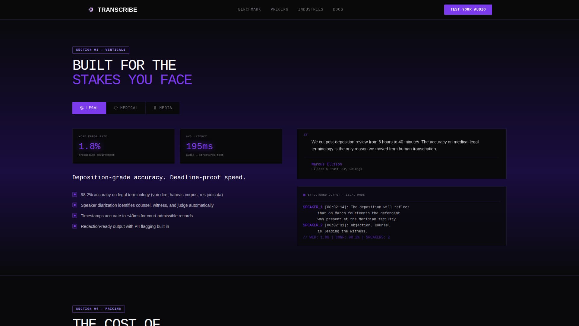 Transcribe — Advanced Speech Recognition Landing Page Template