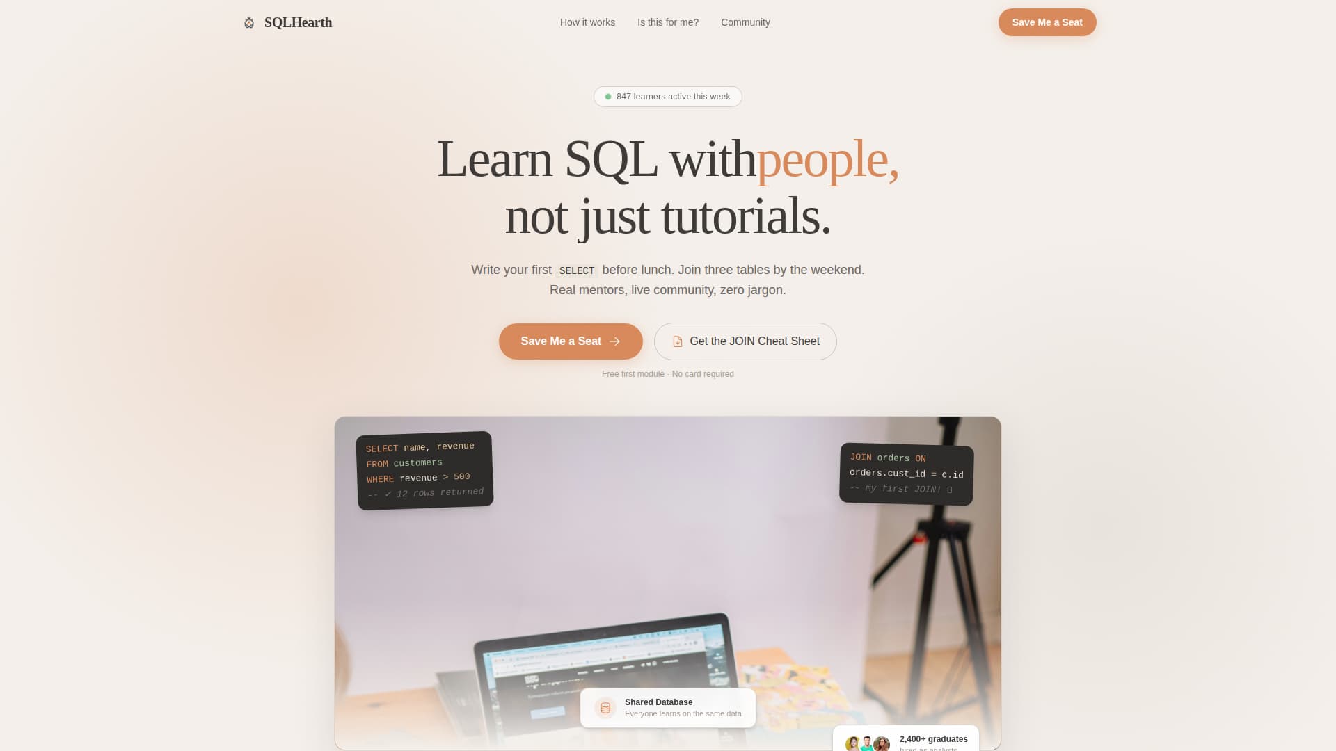 Query - Welcoming SQL Landing Page Template