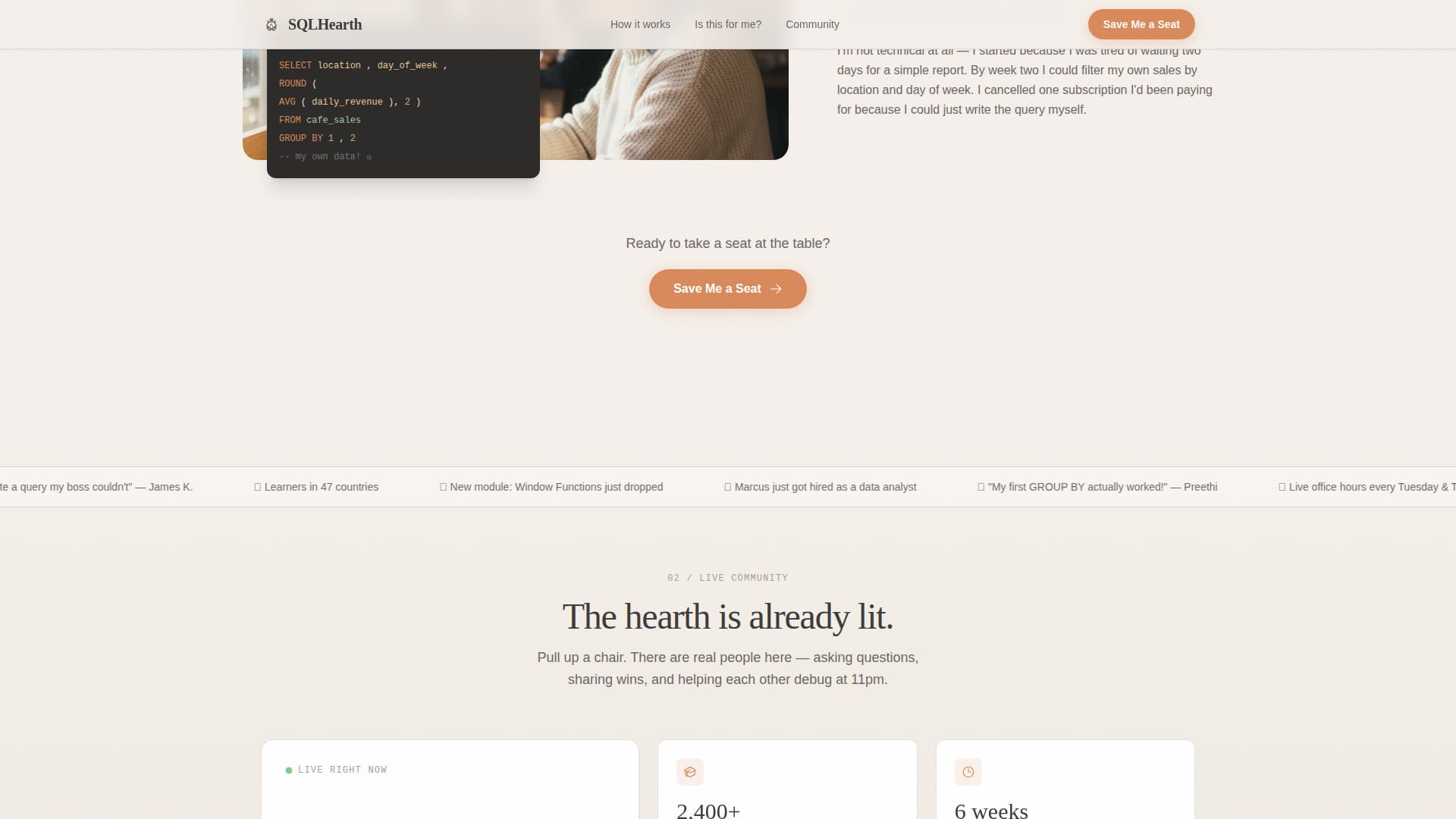Query - Welcoming SQL Landing Page Template