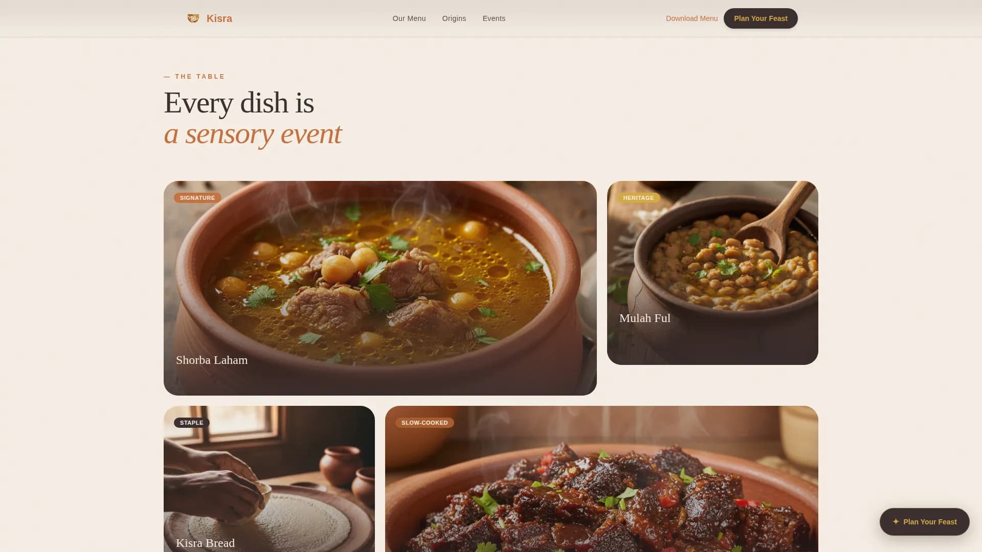 Kisra - Authentic Sudanese Catering Landing Page Template