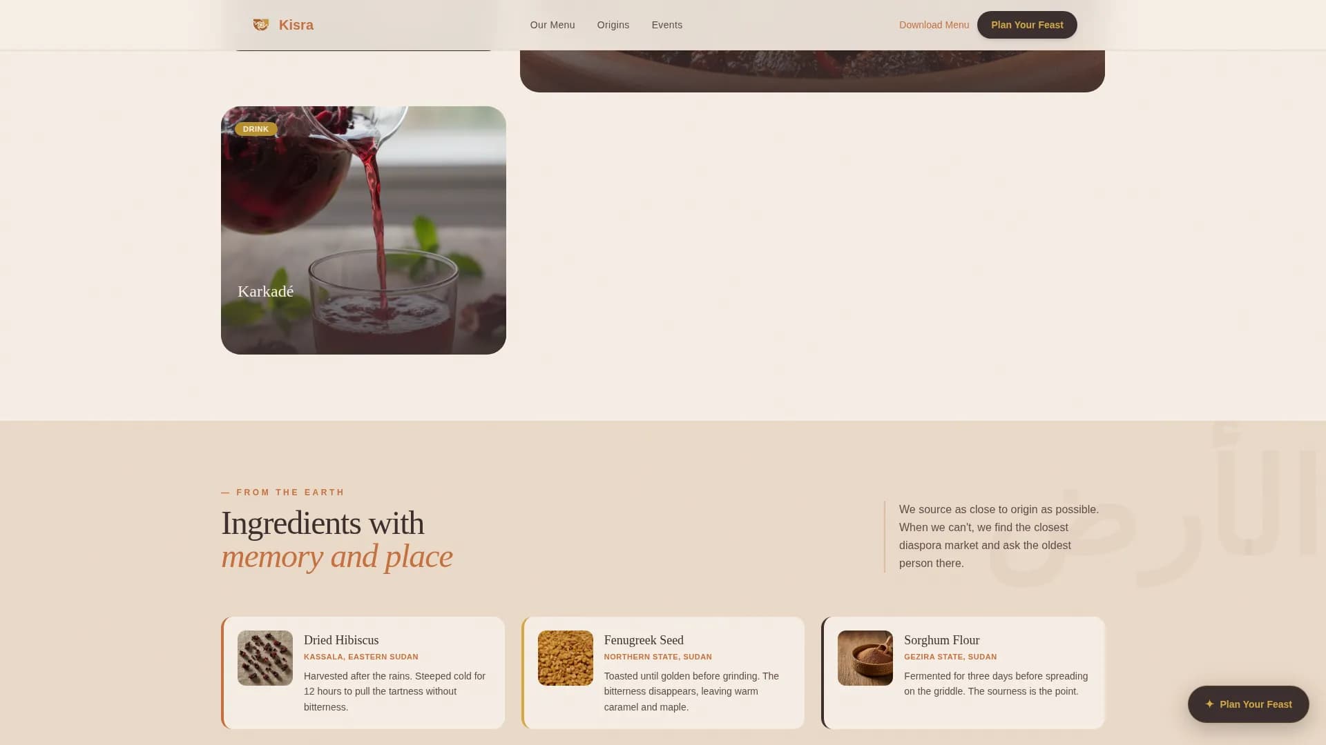 Kisra - Authentic Sudanese Catering Landing Page Template