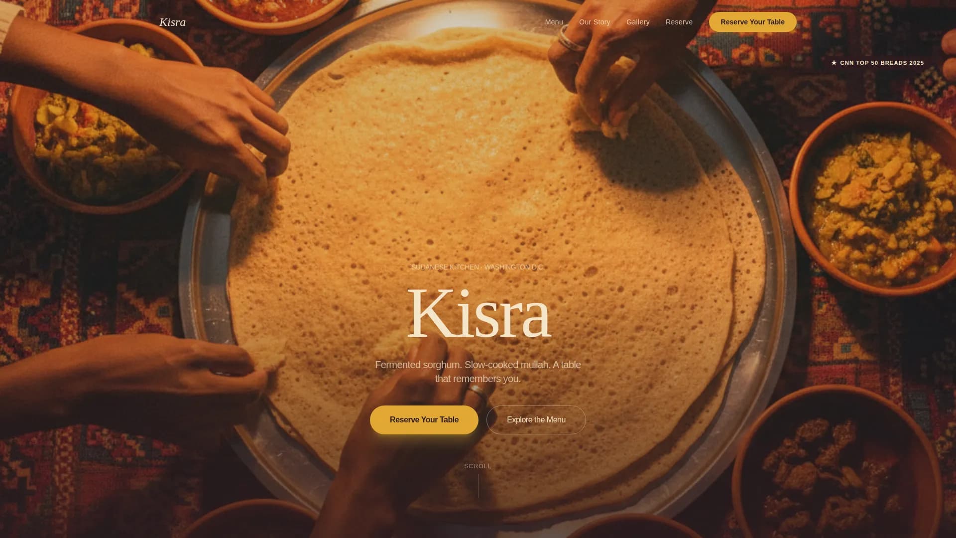 Kisra — Artisan Sudanese Dining Landing Page Template