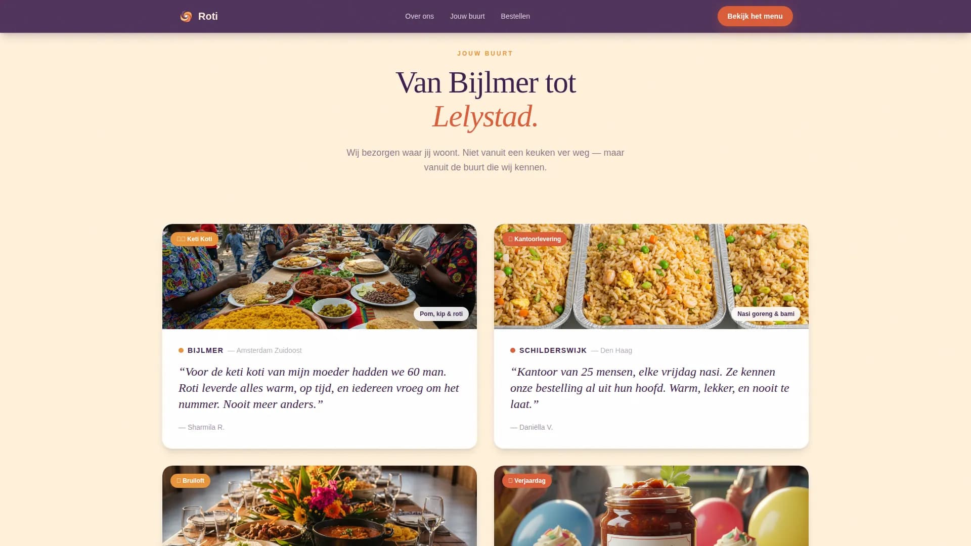 Roti - Authentic Surinamese Catering Landing Page Template