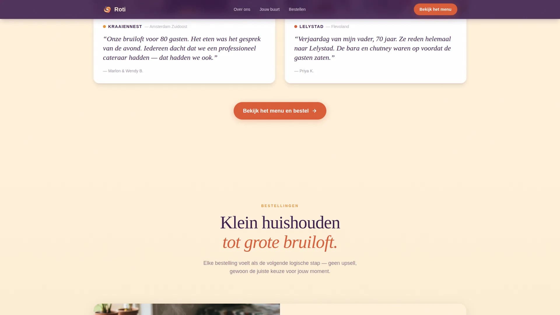 Roti - Authentic Surinamese Catering Landing Page Template
