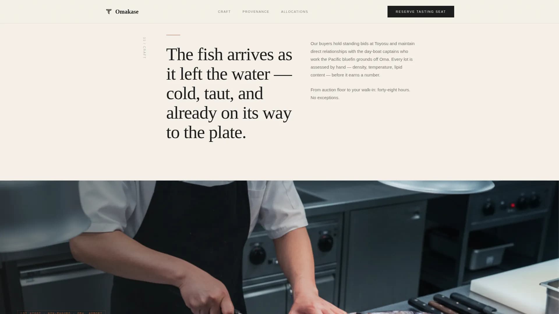 Omakase — Luxe Sushi Supplier Landing Page Template