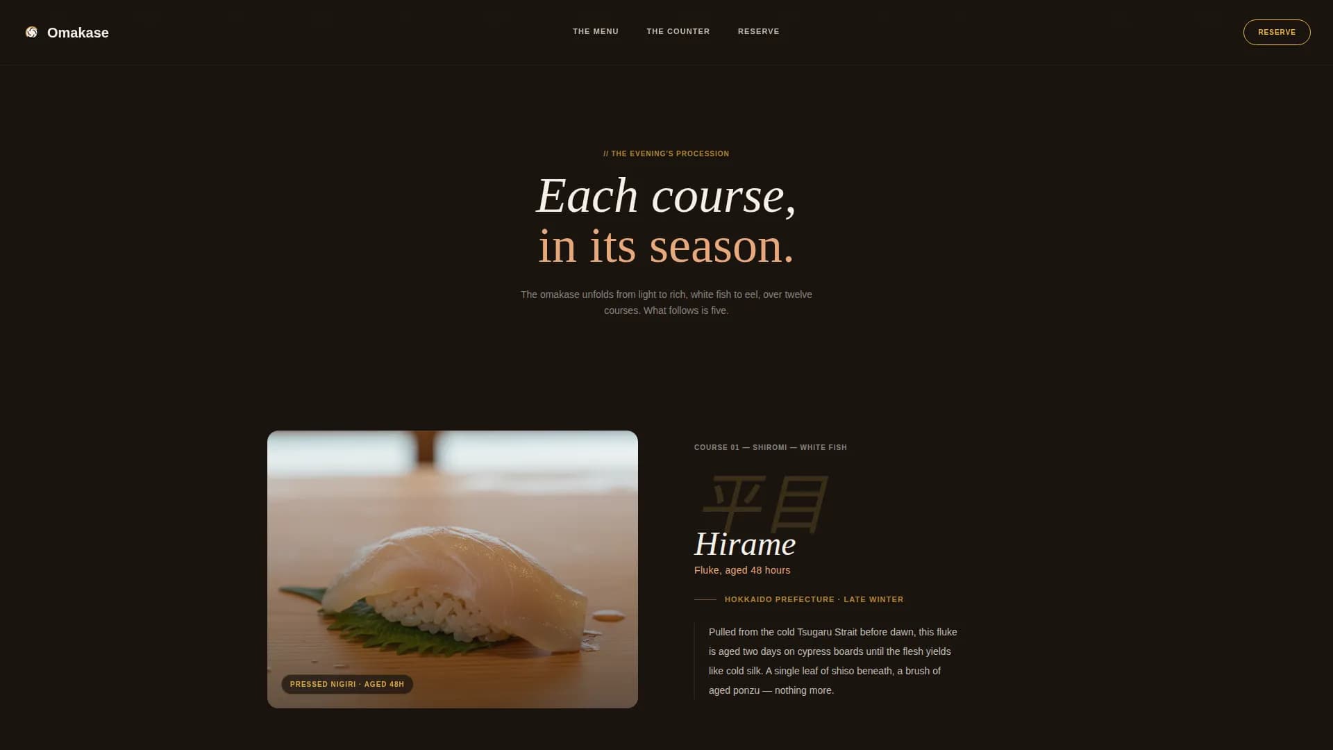Omakase — Artisan Sushi Dining Landing Page Template