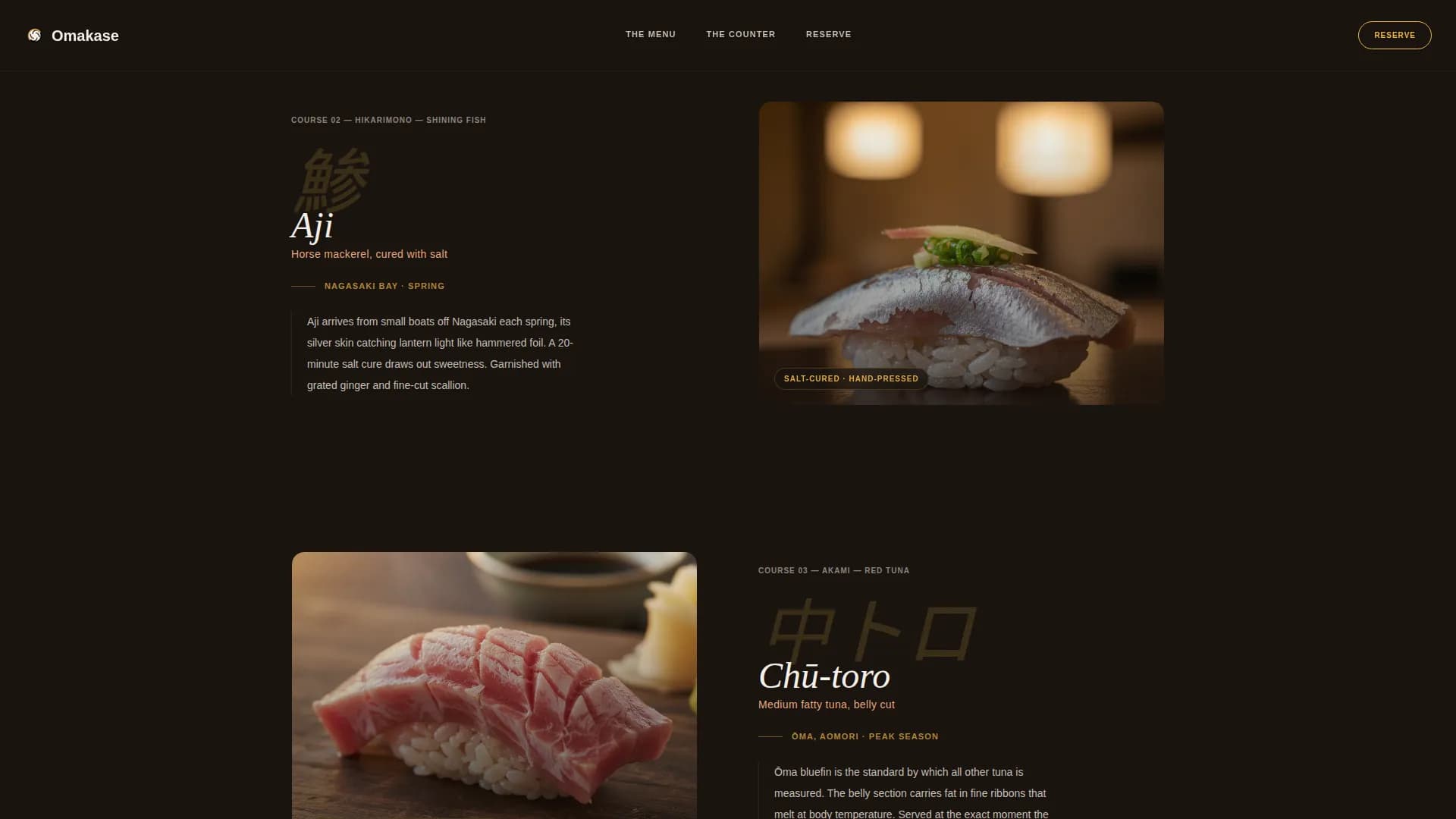 Omakase — Artisan Sushi Dining Landing Page Template
