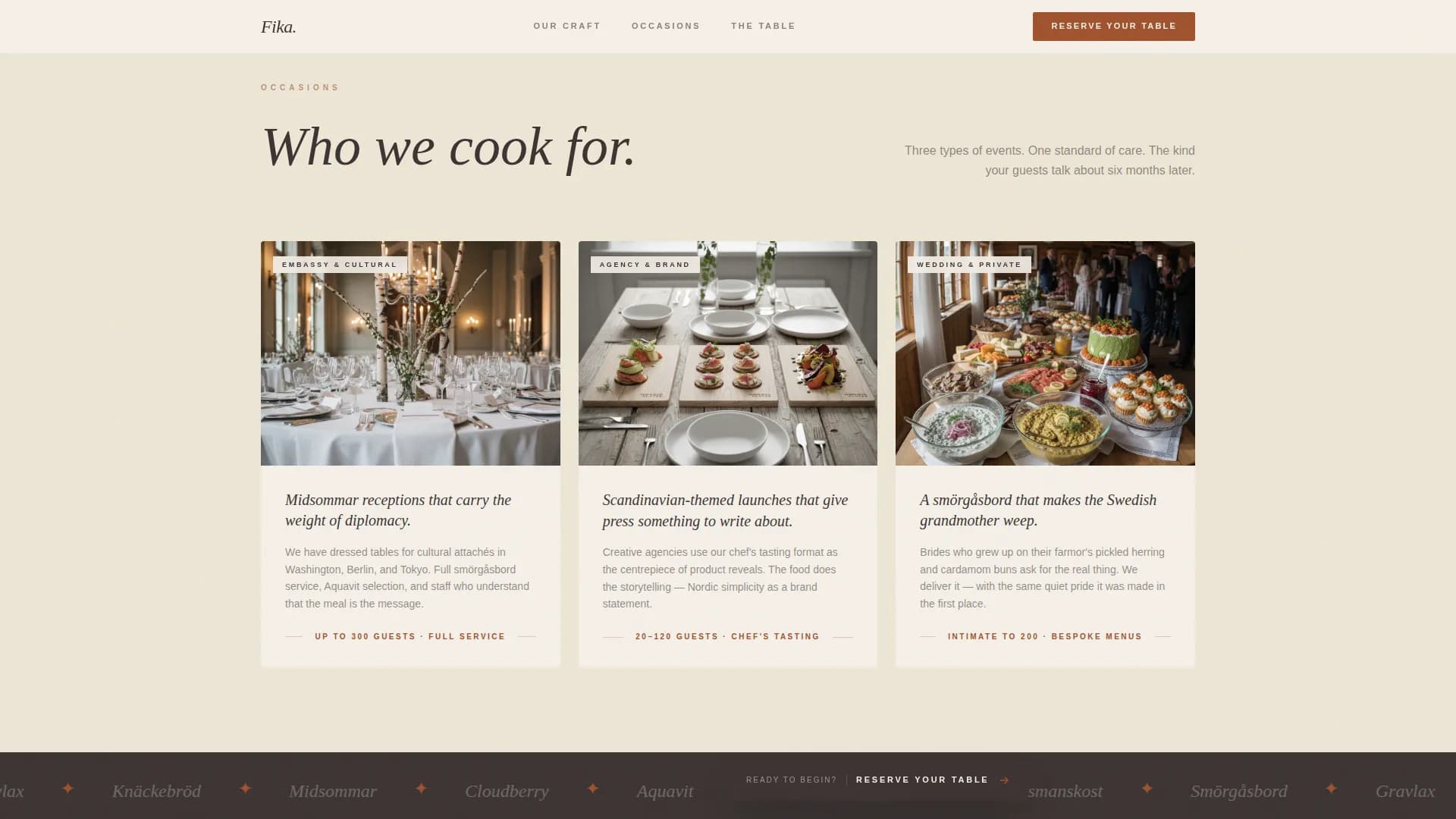 Fika - Scandinavian Swedish Catering Landing Page Template