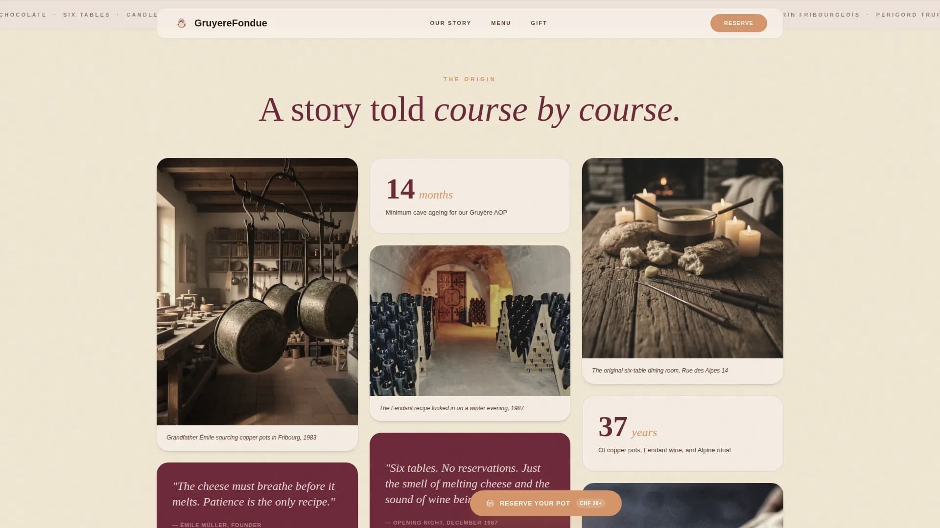 Gruyre — Luxe Fondue Restaurant Landing Page Template