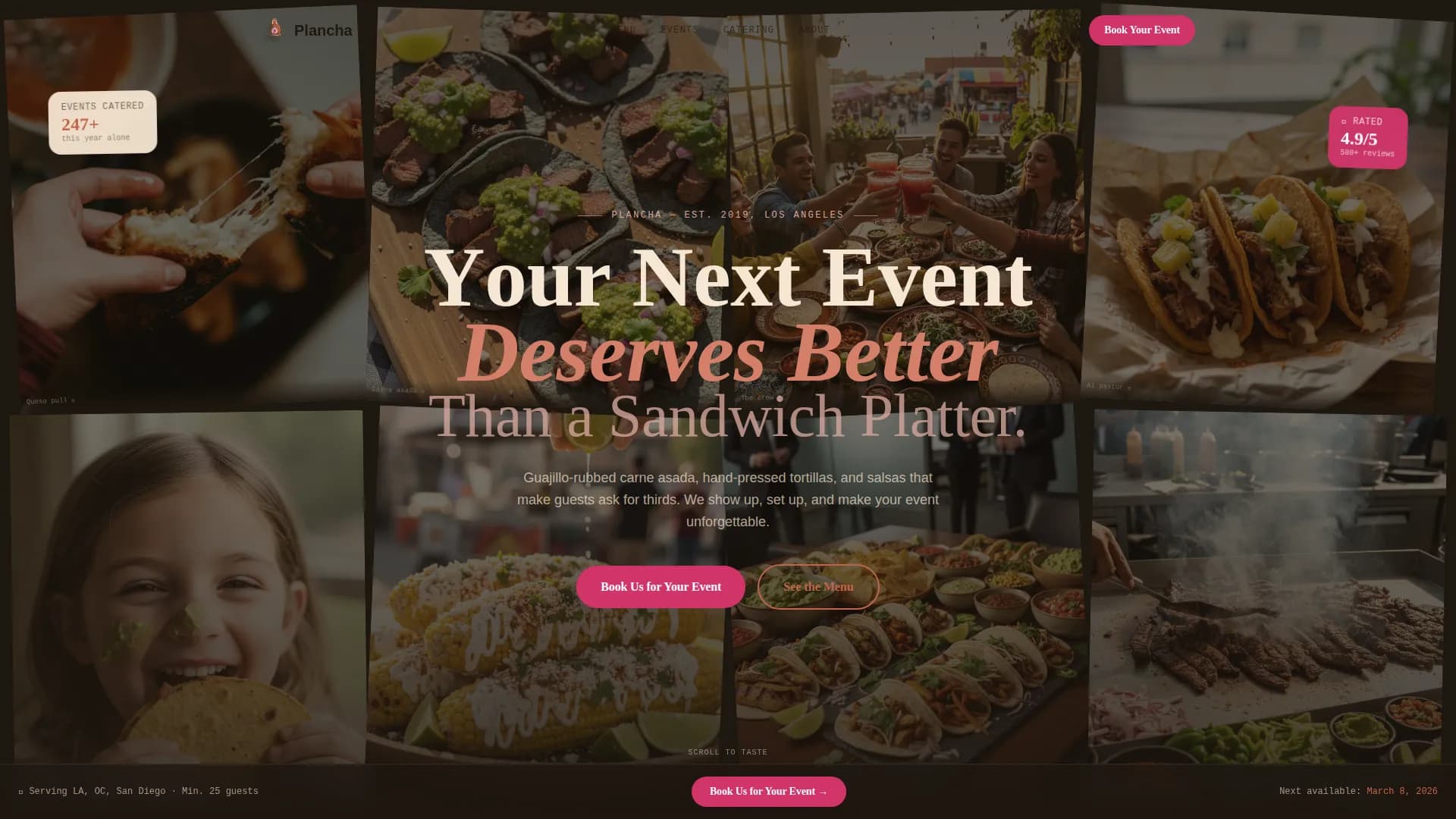 Plancha — Bold Taco Catering Landing Page Template