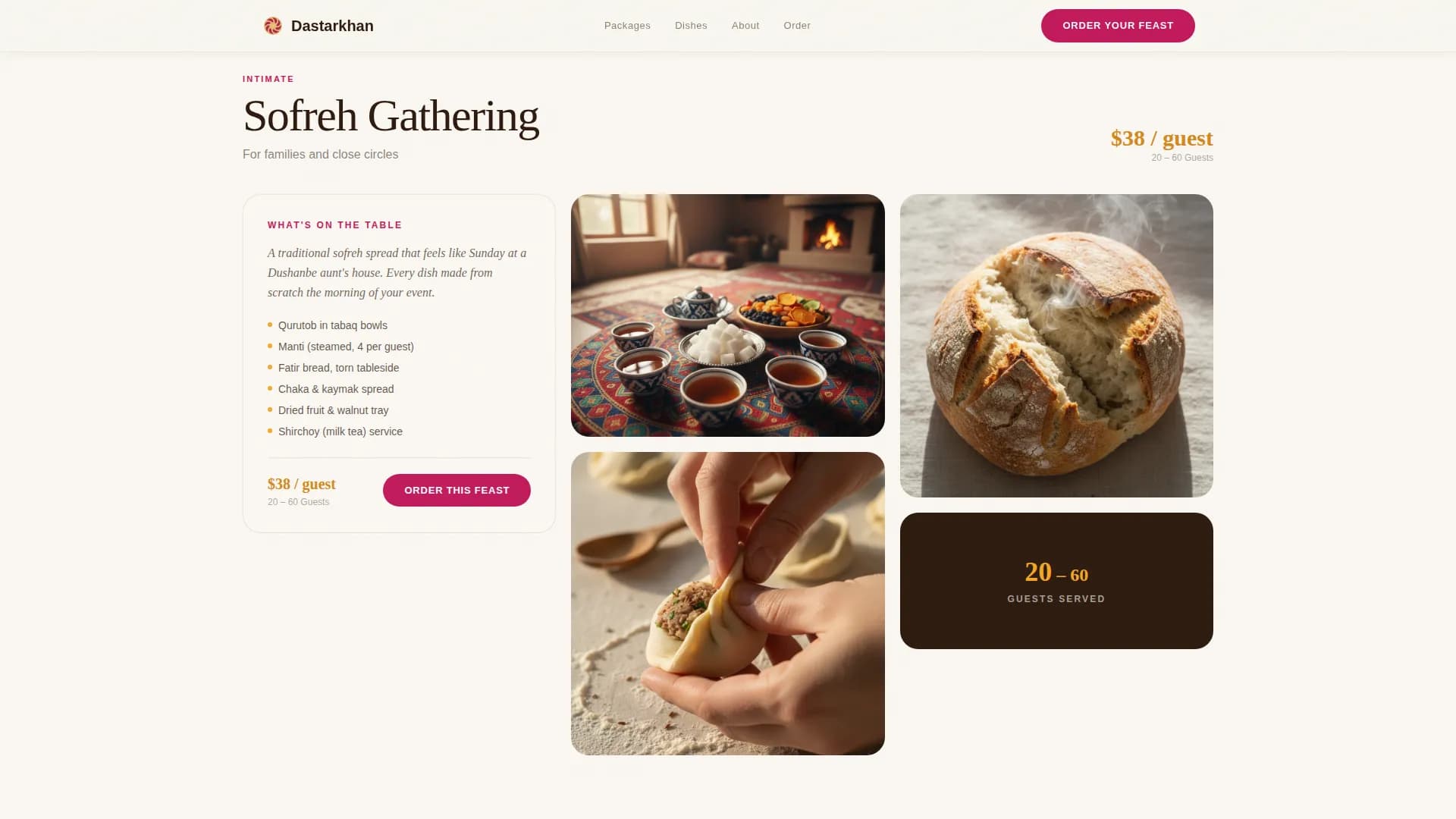 Dastarkhan - Luxe Tajik Catering Landing Page Template