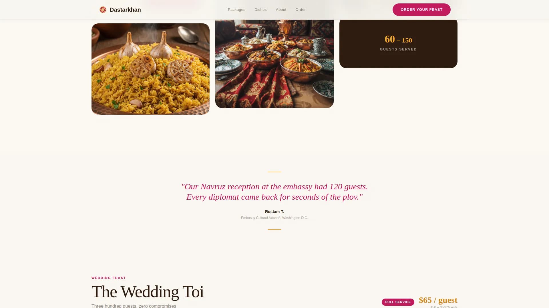 Dastarkhan - Luxe Tajik Catering Landing Page Template