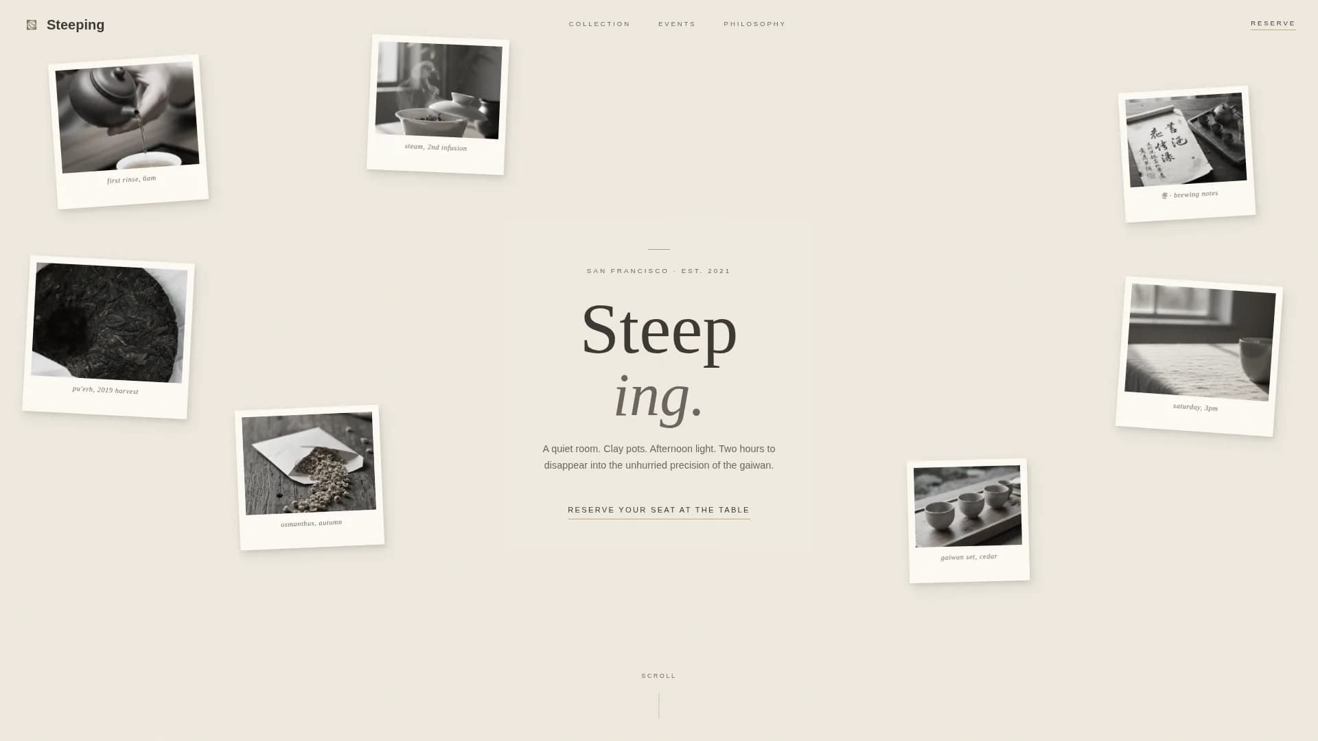 Steeping — Calm Tea House Landing Page Template