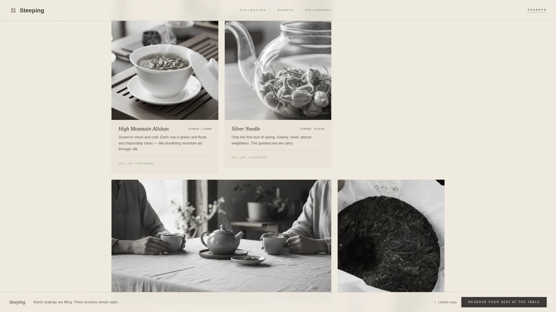 Steeping — Calm Tea House Landing Page Template