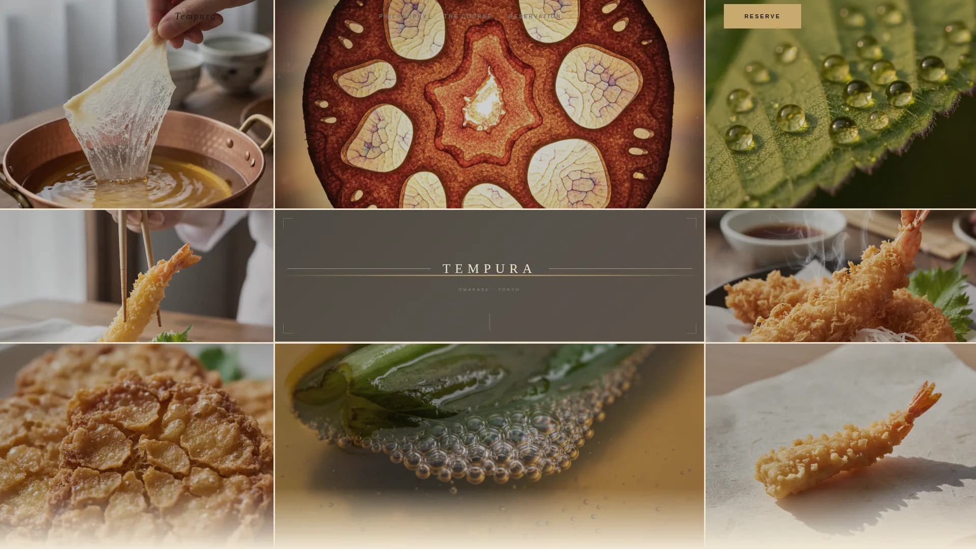 Tempura - Luxe Omakase Reservation Landing Page Template