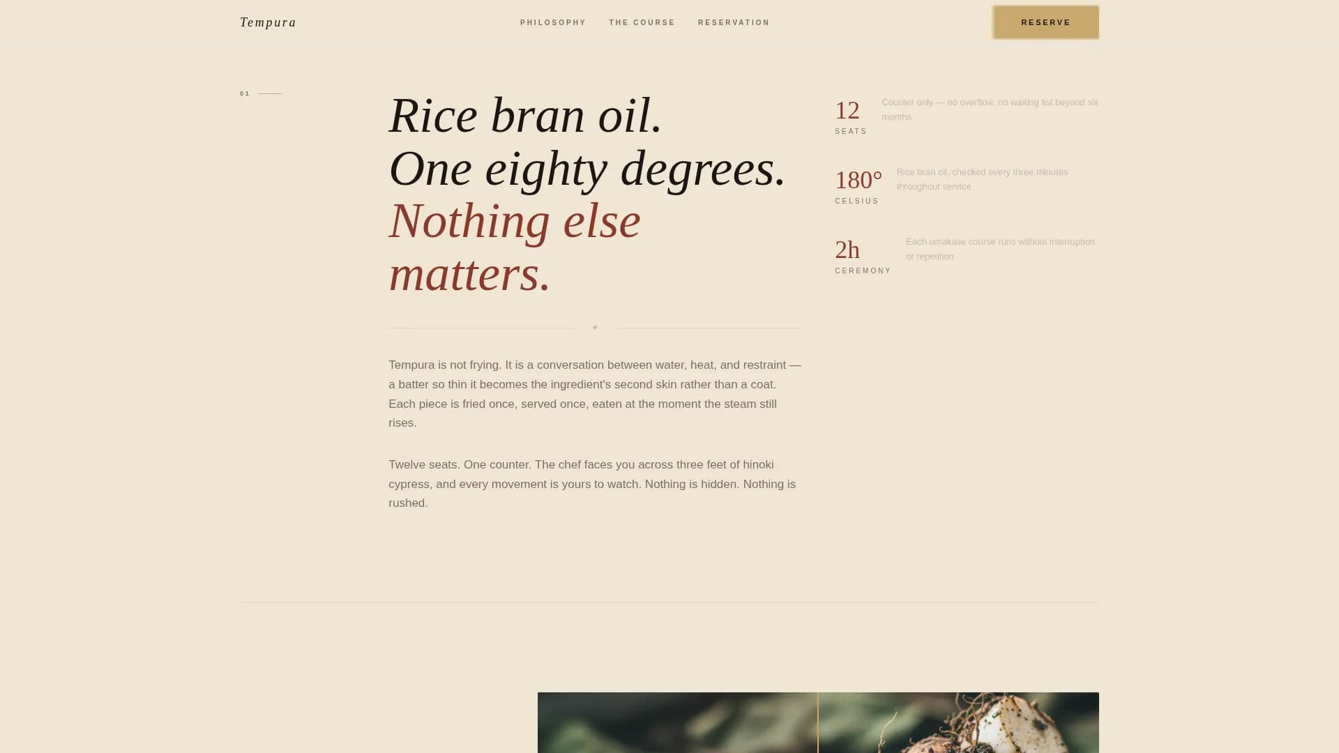 Tempura - Luxe Omakase Reservation Landing Page Template