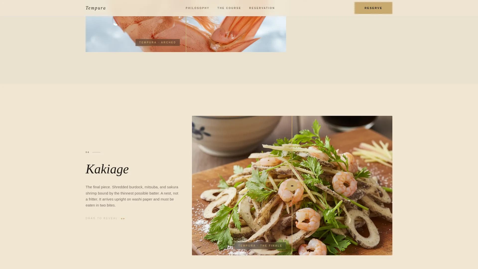Tempura - Luxe Omakase Reservation Landing Page Template