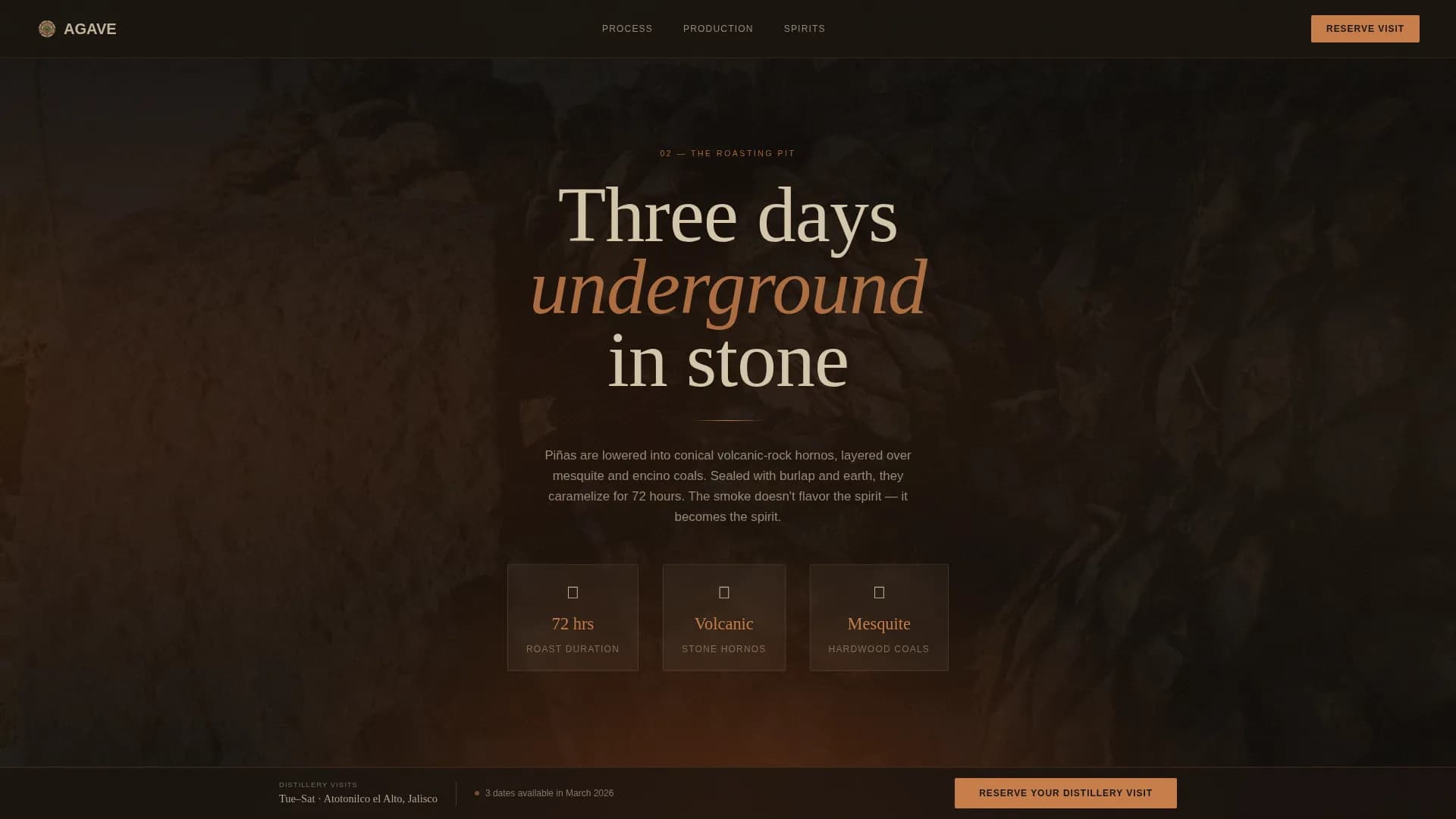 Agave - Immersive Distillery Booking Landing Page Template