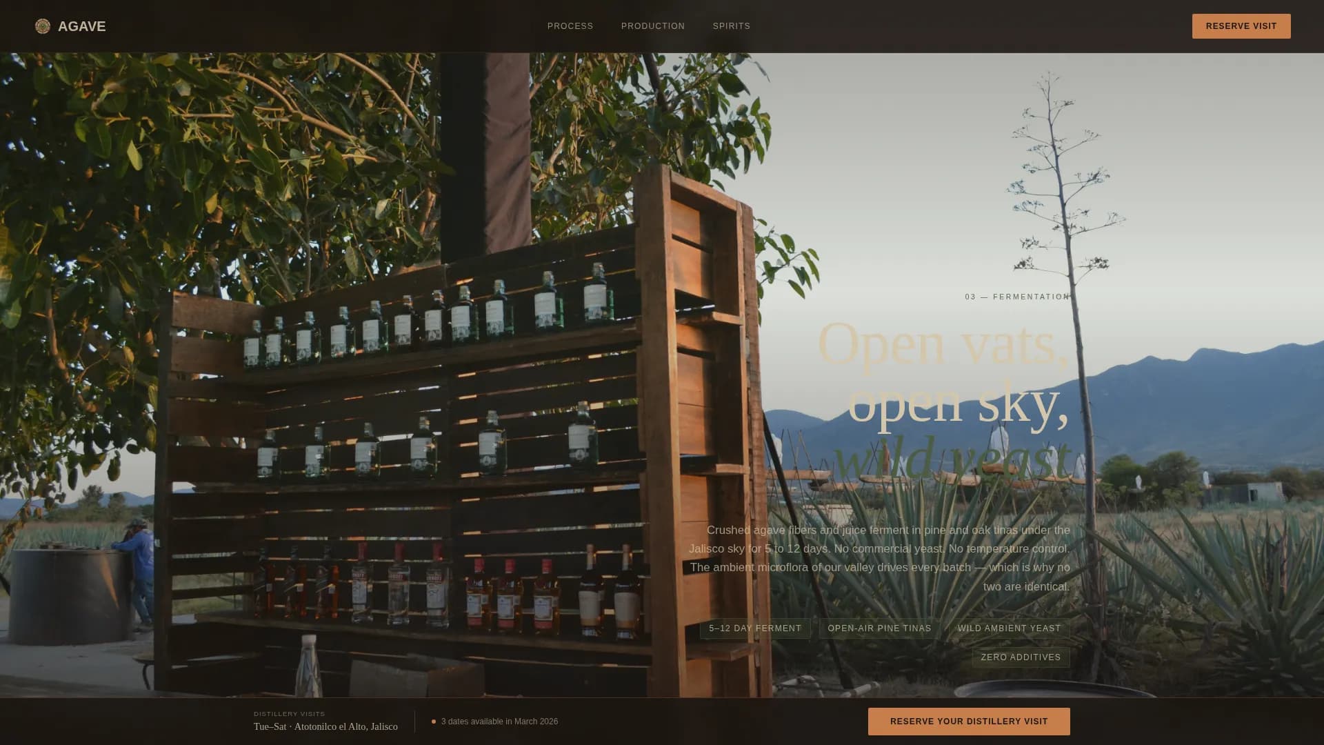 Agave - Immersive Distillery Booking Landing Page Template