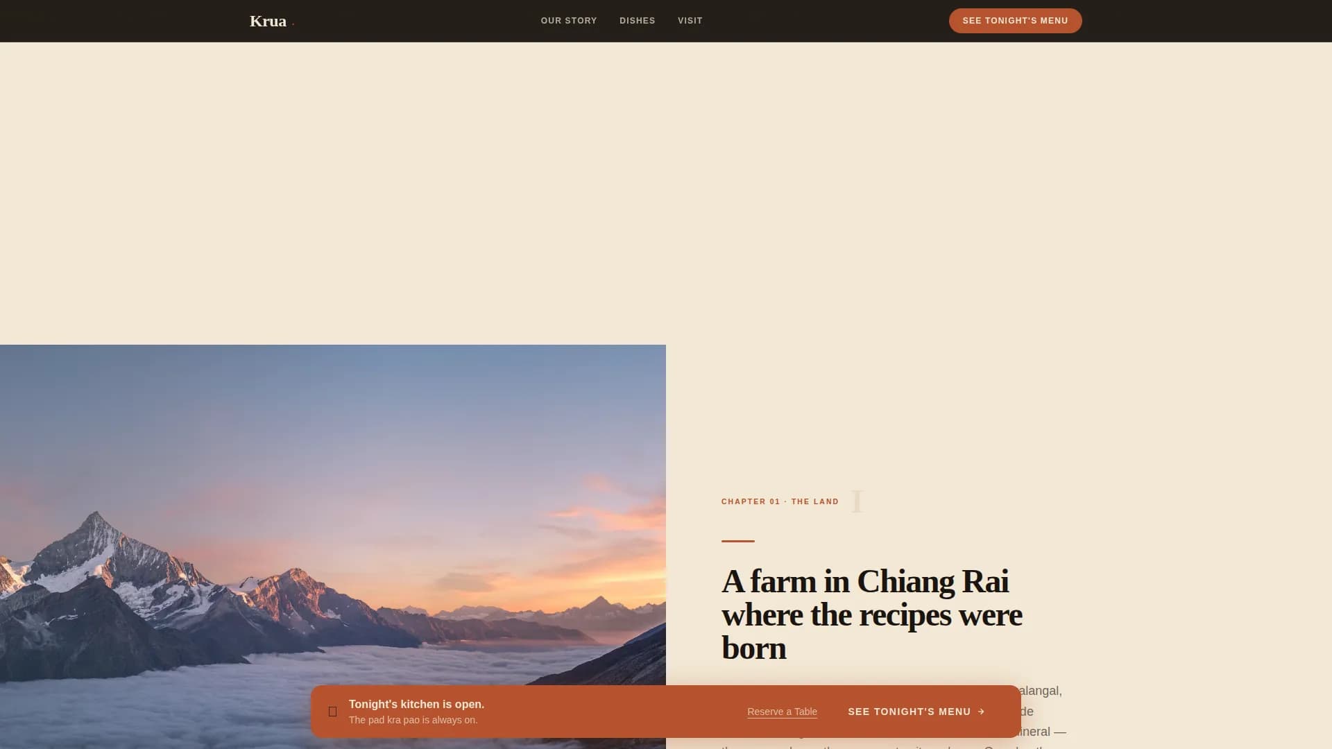 Krua — Authentic Thai Dining Landing Page Template